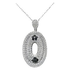 Natürlicher baumelnder natürlicher schwarzer und weißer Diamant-Anhänger aus 18 Karat Weißgold