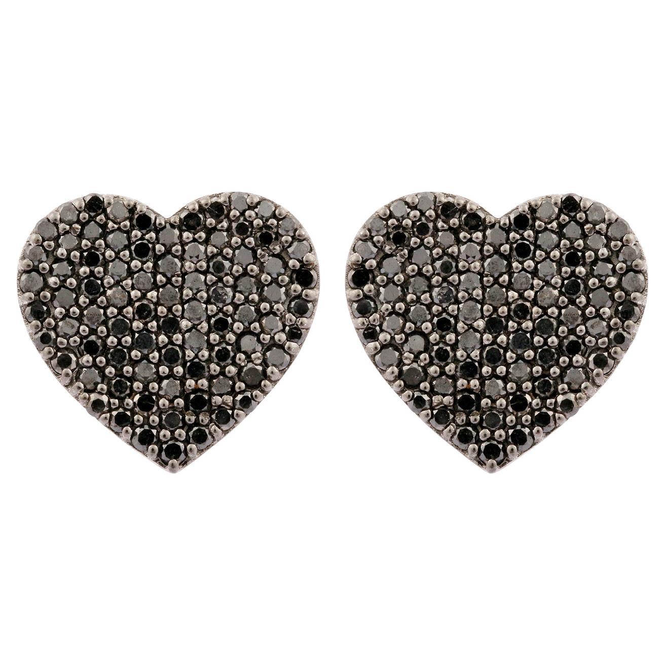 Natural Black Diamond 1.23cts in 18k Gold 3.48gms Earring