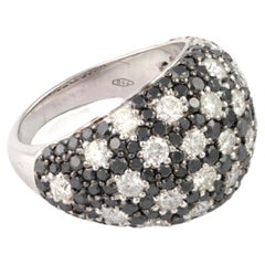 Natural Black Diamond and White Diamonds Ring 4.73 Carats in 18k Gold