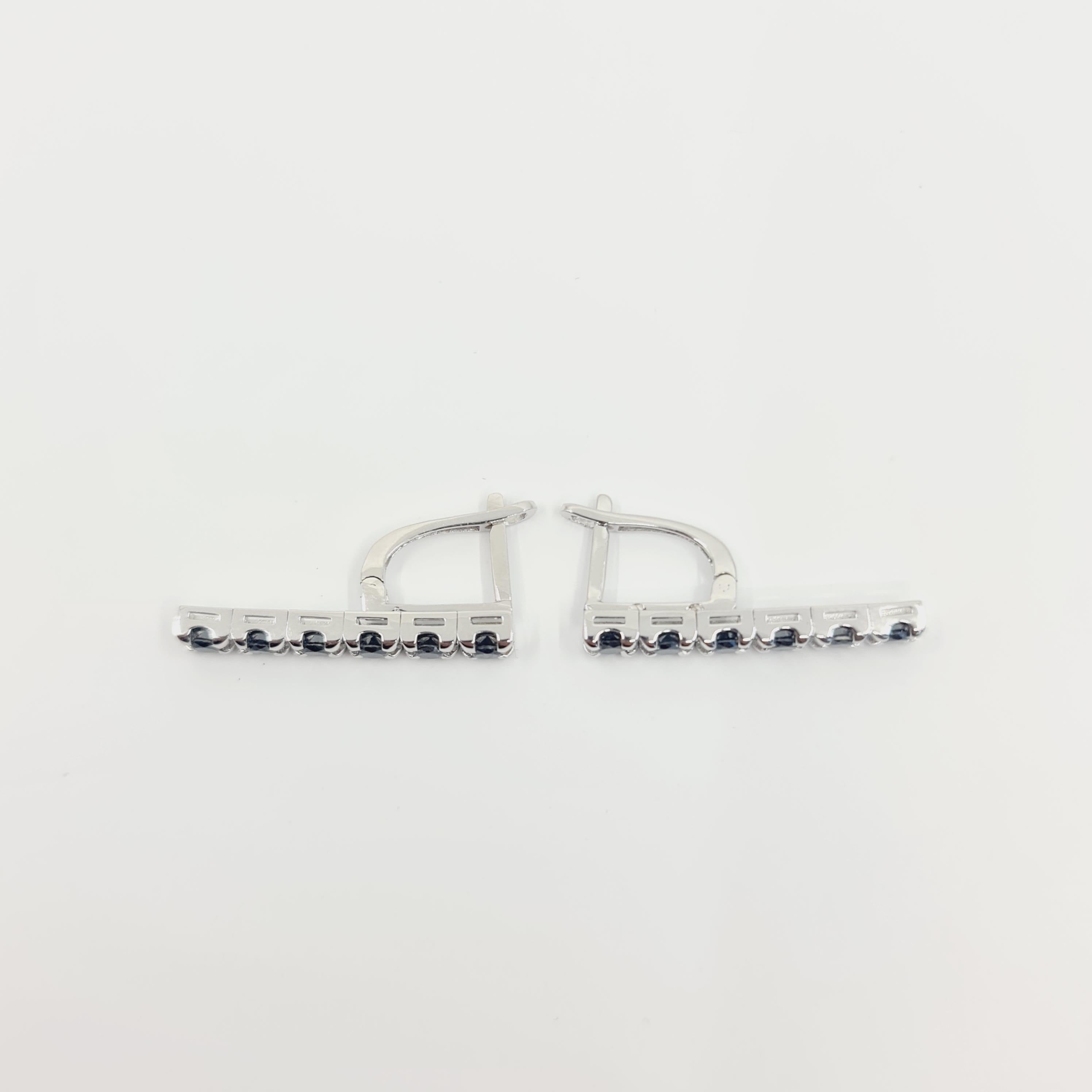 Women's Natural Black Diamond Earrings 0.84 Ct 18k White Gold For Sale