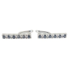 Boucles d'oreilles diamant naturel noir 0.84 ct or blanc 18k