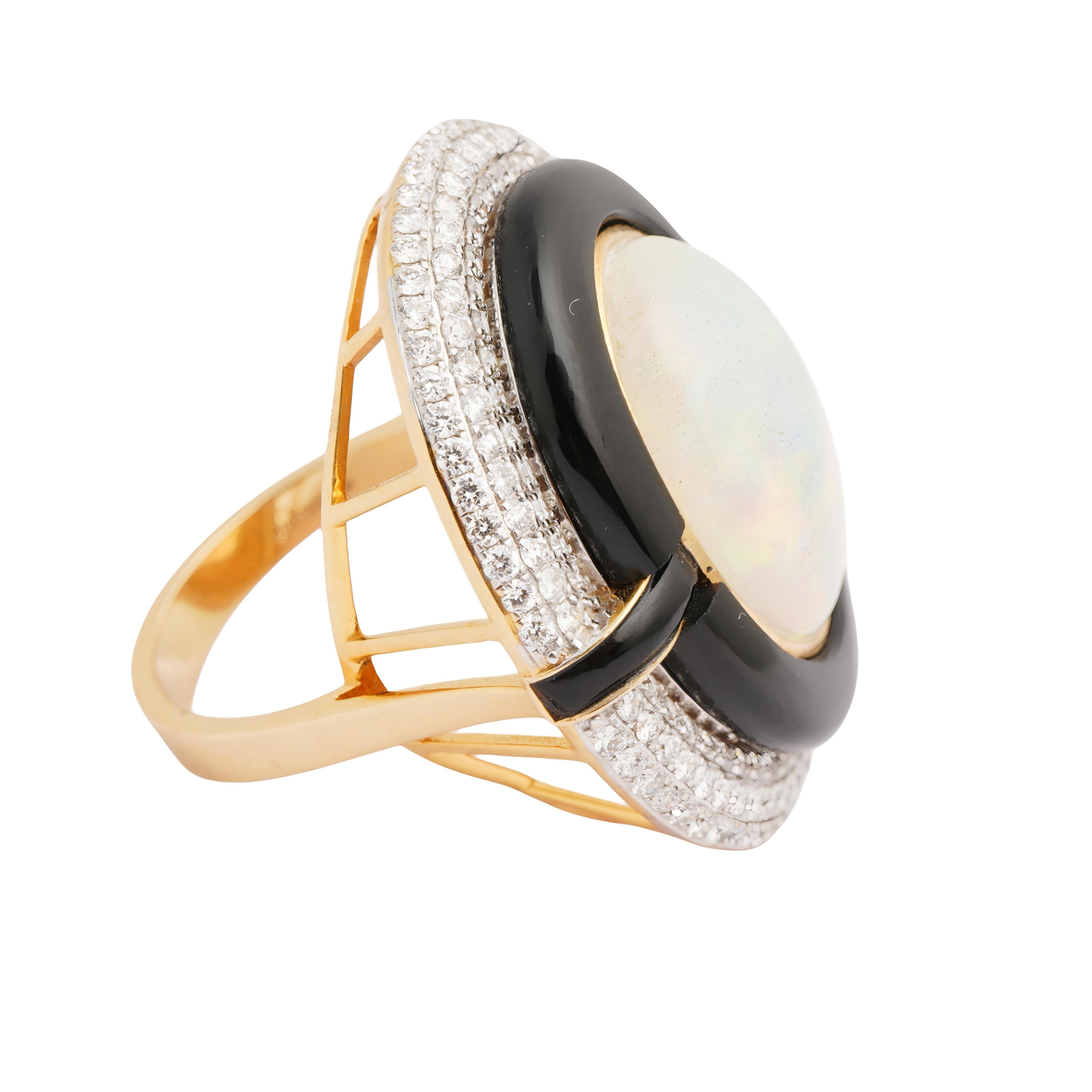 GW=11.400gm
NW=8.45gm
diamond=1.52cts
black onex=5.69cts
opal=7.54cts

FOLLOW US ON INSTA (divinejewellerylounge)