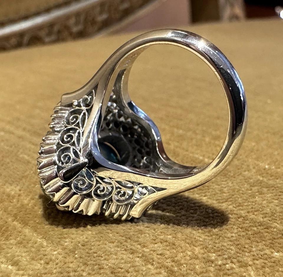 Bague cocktail en platine, opale noire naturelle 3.77 carats et diamants Excellent état - En vente à La Jolla, CA