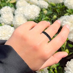 Natural Black Spinel Band Ring 1.34 Carats Sterling Silver
