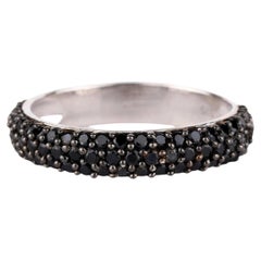 Natural Black Spinel Band Ring 1.34 Carats Sterling Silver