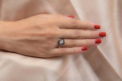 Natural Black White Diamond Wedding Ring Gift for Her in 18k Solid White Gold