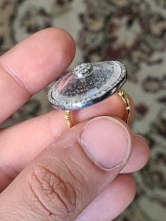 Natural Black & White Diamonds & Crystal Art Deco Style, Victorian Cocktail Ring