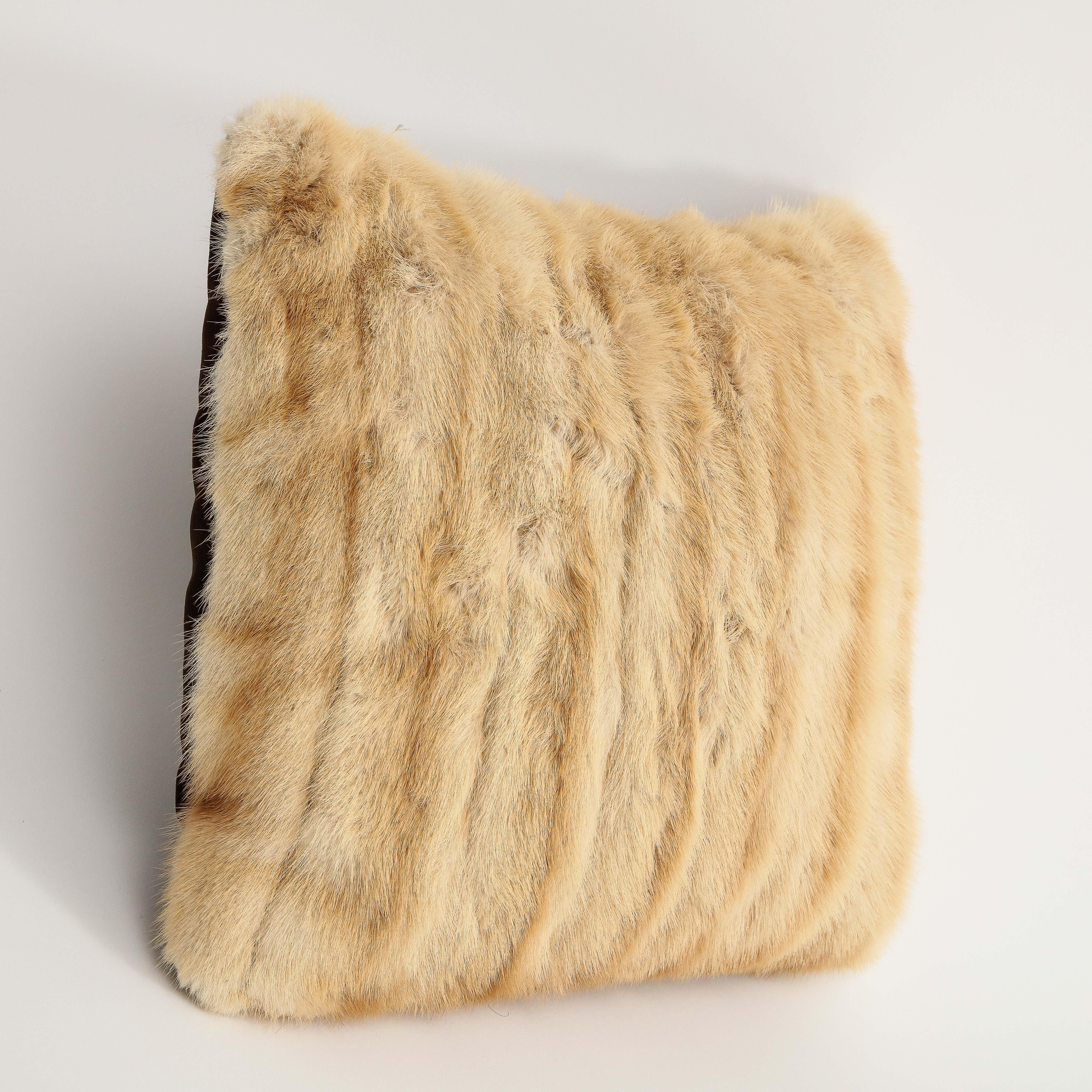 Natural Blonde Mink Decorative Throw Pillow  In Good Condition For Sale In Chicago, IL