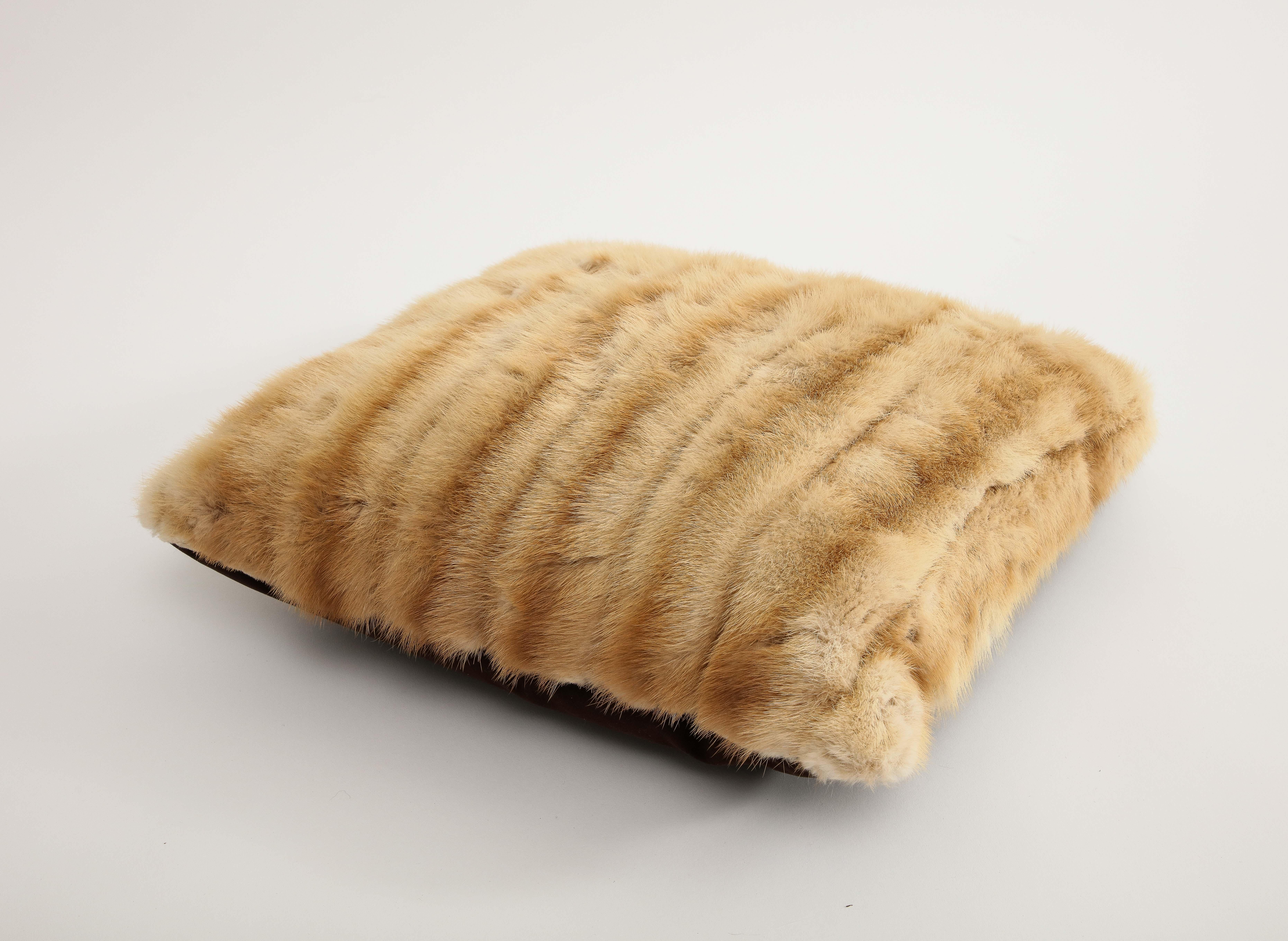 Contemporary Natural Blonde Mink Decorative Throw Pillow  For Sale