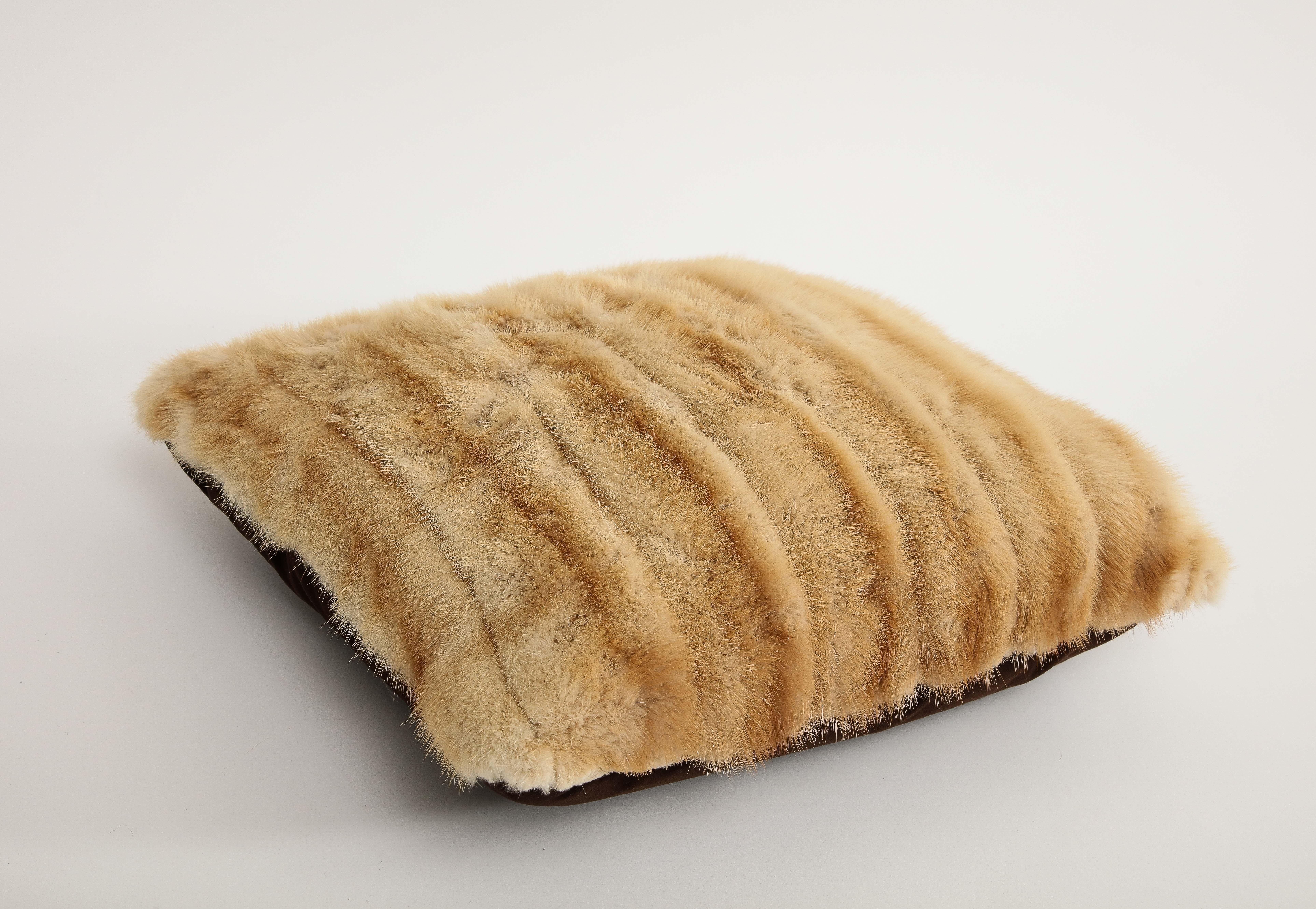 Fur Natural Blonde Mink Decorative Throw Pillow  For Sale