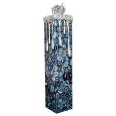 Lampadaire long en agate bleue naturelle