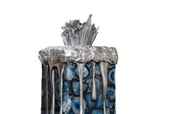 Lampadaire long en agate bleue naturelle