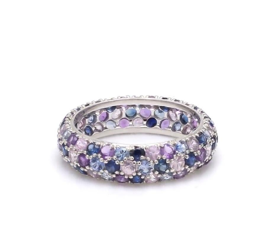 Natural blue and pink sapphire ring in 14k gold Corte Asscher en venta