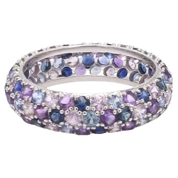 Natural blue and pink sapphire ring in 14k gold