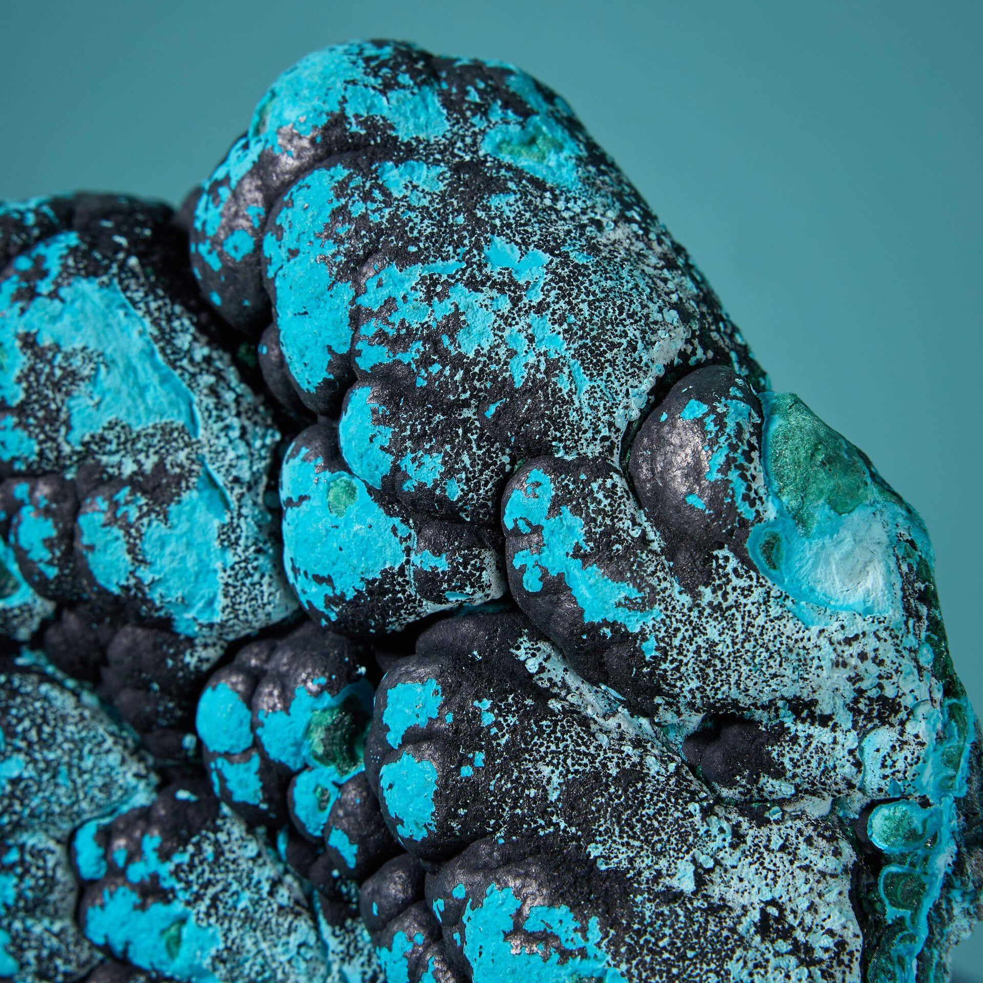 Natural Blue Botryoidal Malacholla Specimen In Fair Condition For Sale In Wormelow, Herefordshire