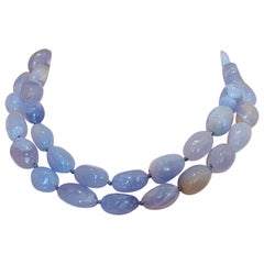 Natural Blue Chalcedony Necklace
