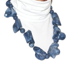 AJD Beautiful Natural 24" Long Blue Real Coral with Gold-Plated Clasp