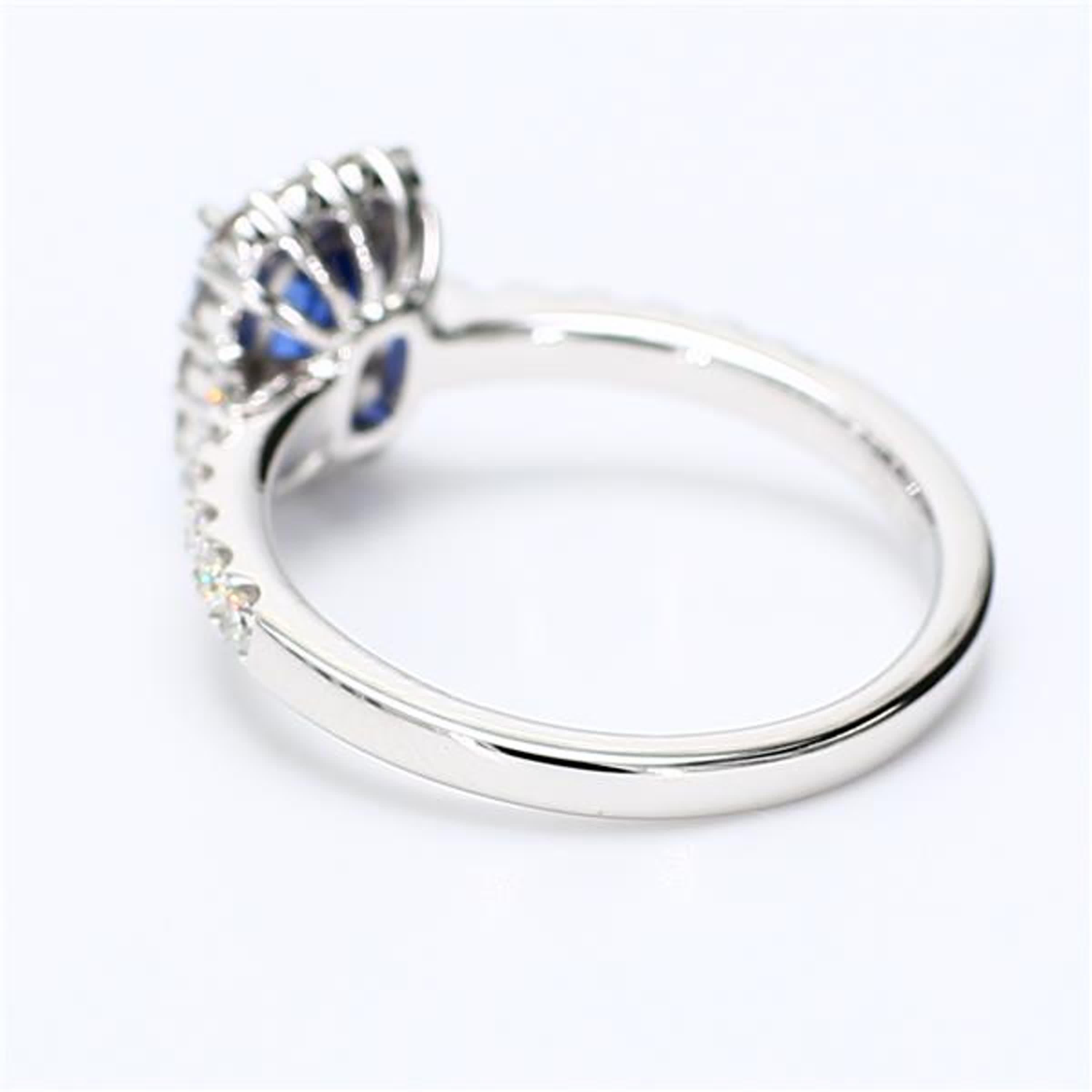 Cushion Cut Natural Blue Cushion Sapphire and White Diamond 1.77 Carat TW Gold Cocktail Ring For Sale