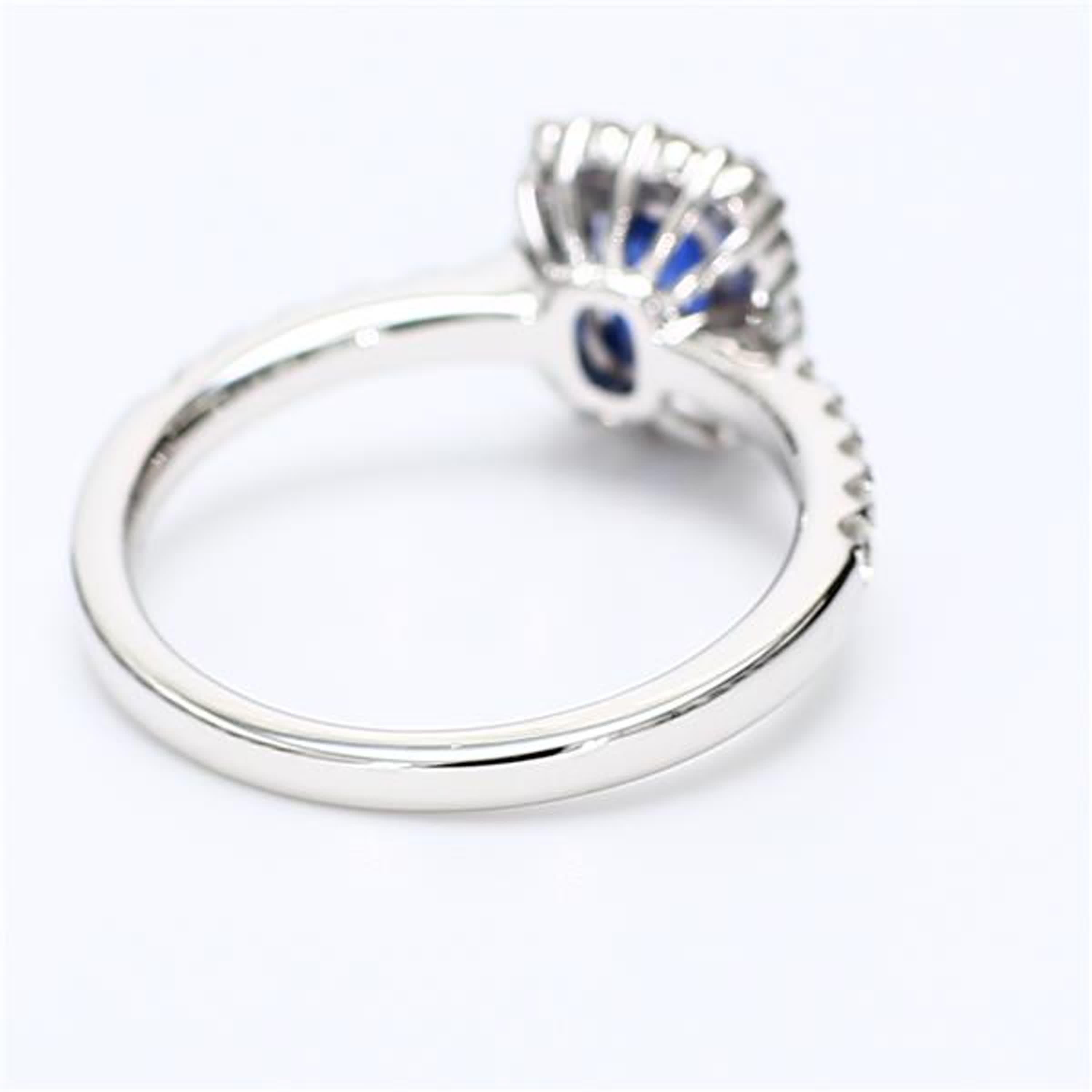 Natural Blue Cushion Sapphire and White Diamond 1.77 Carat TW Gold Cocktail Ring In New Condition For Sale In New York, NY