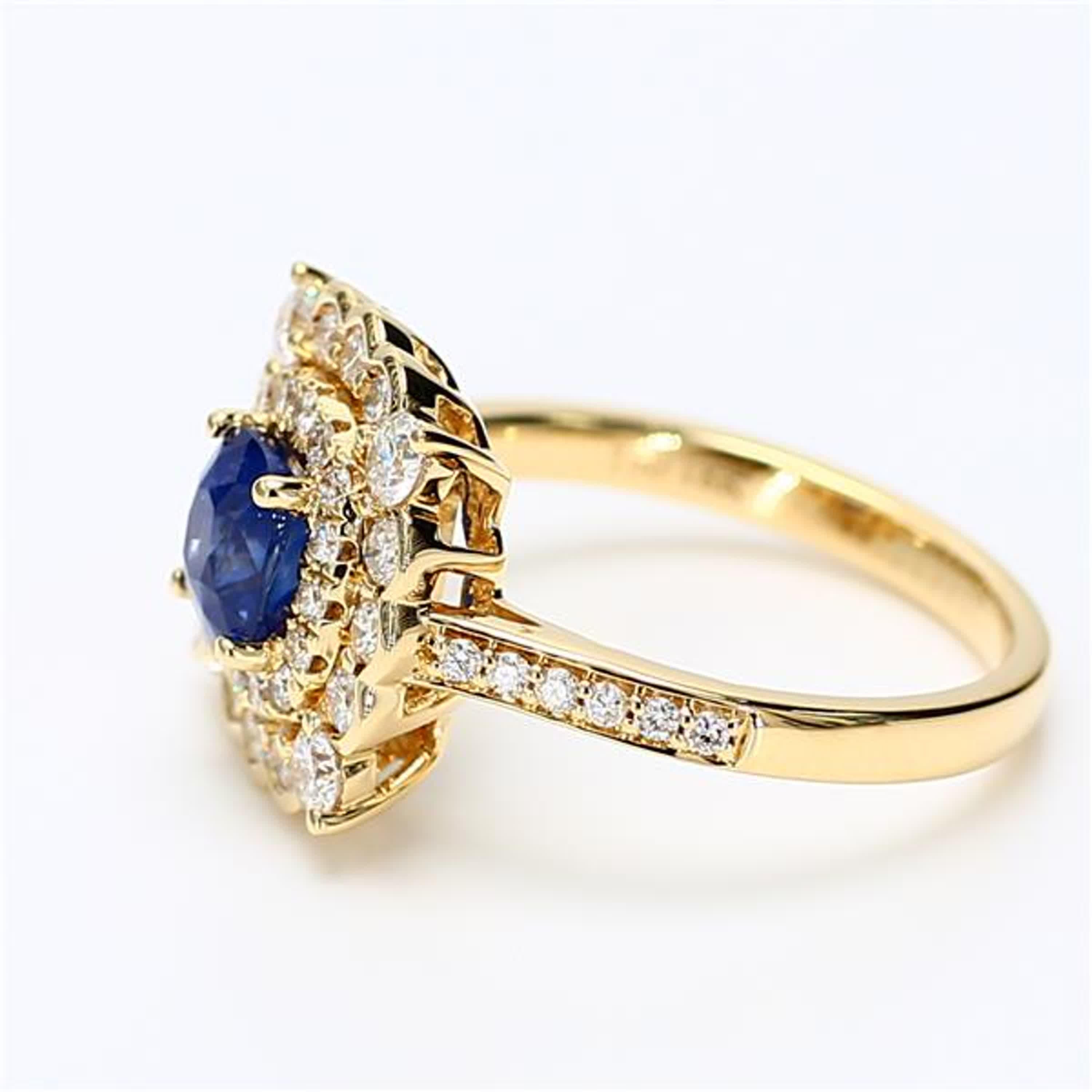 Contemporary Natural Blue Cushion Sapphire and White Diamond 1.96 Carat TW Gold Cocktail Ring For Sale