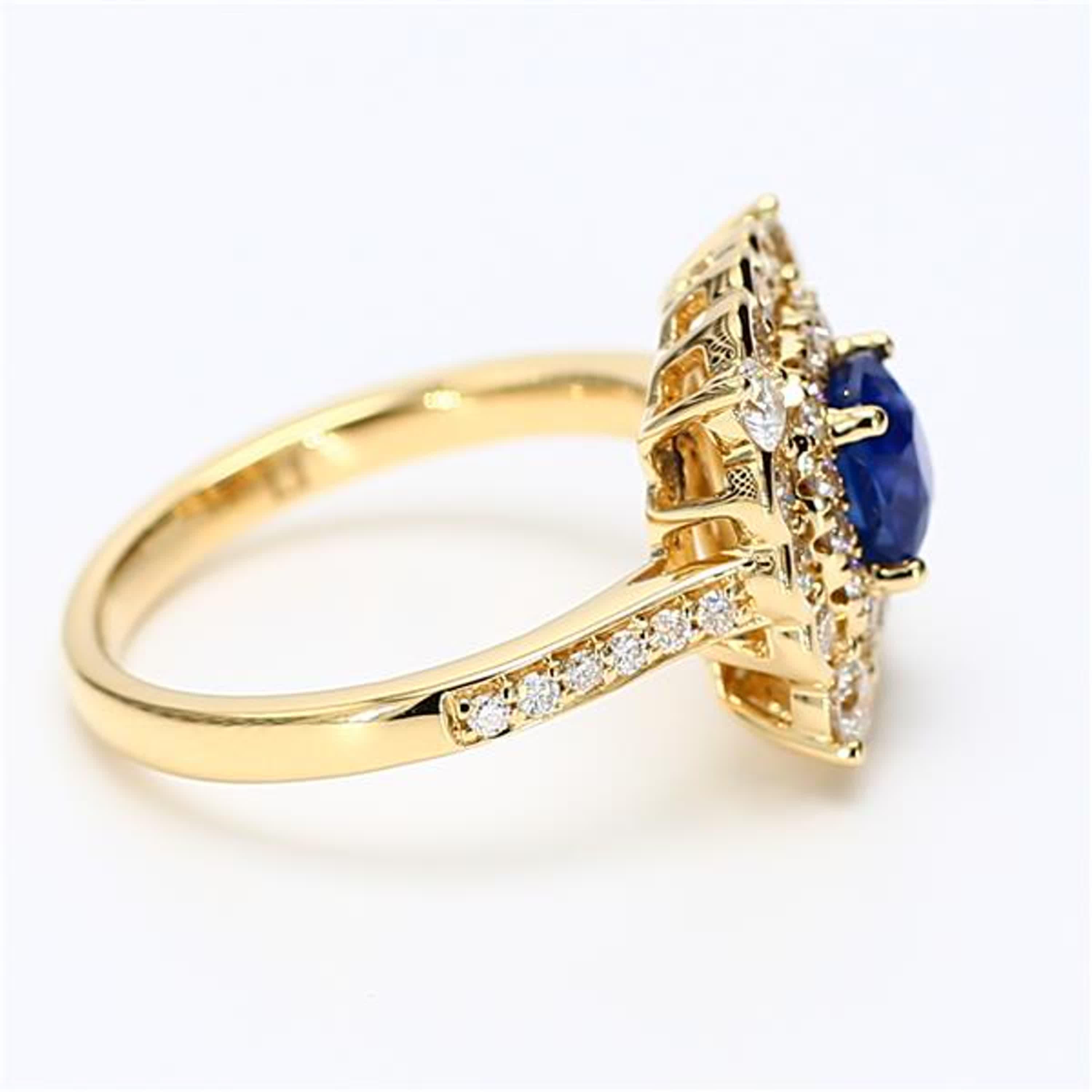 Women's Natural Blue Cushion Sapphire and White Diamond 1.96 Carat TW Gold Cocktail Ring For Sale