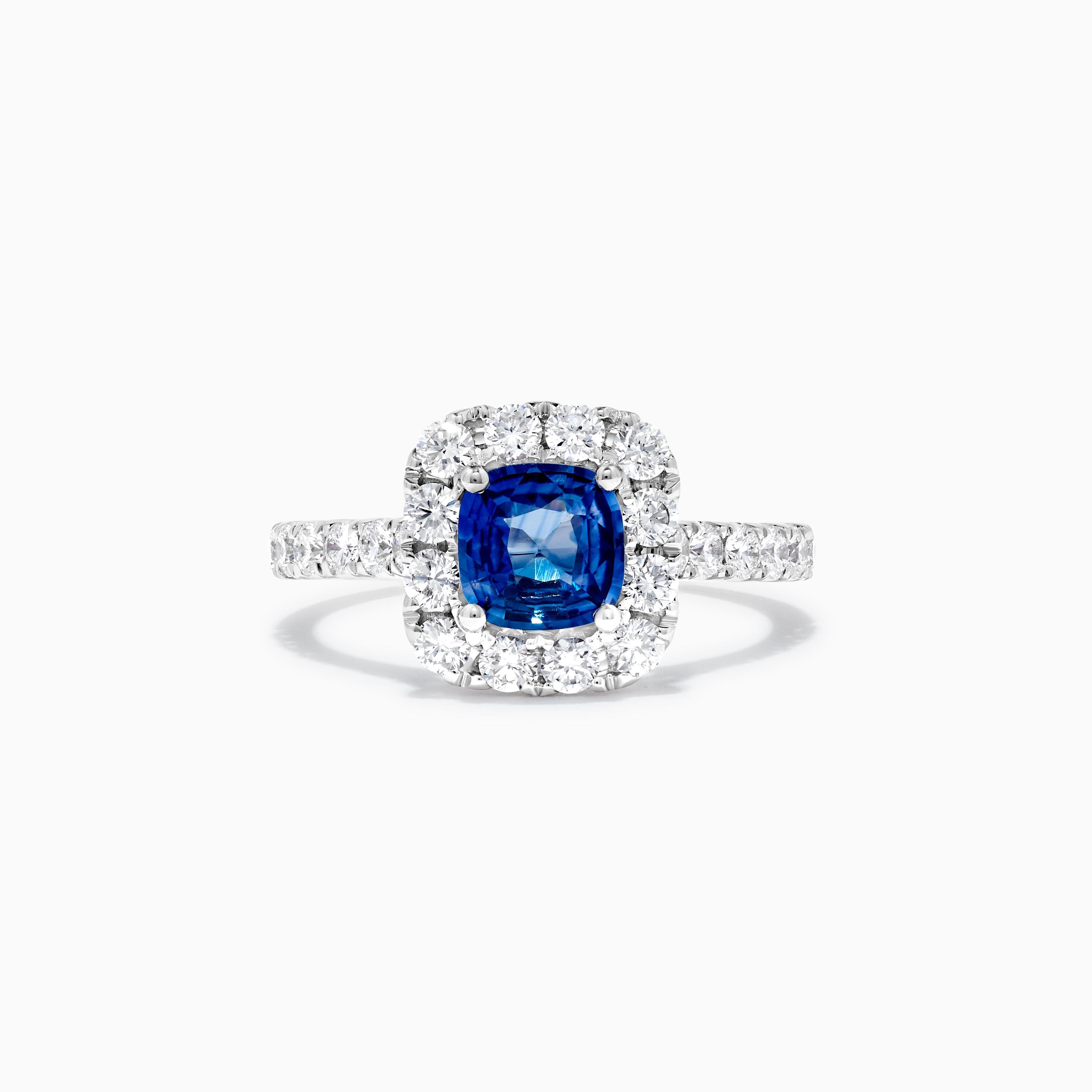 Natürlicher blauer Saphir im Kissenschliff und weißer Diamant 1.99 Karat TW Gold Cocktail-Ring (Zeitgenössisch) im Angebot