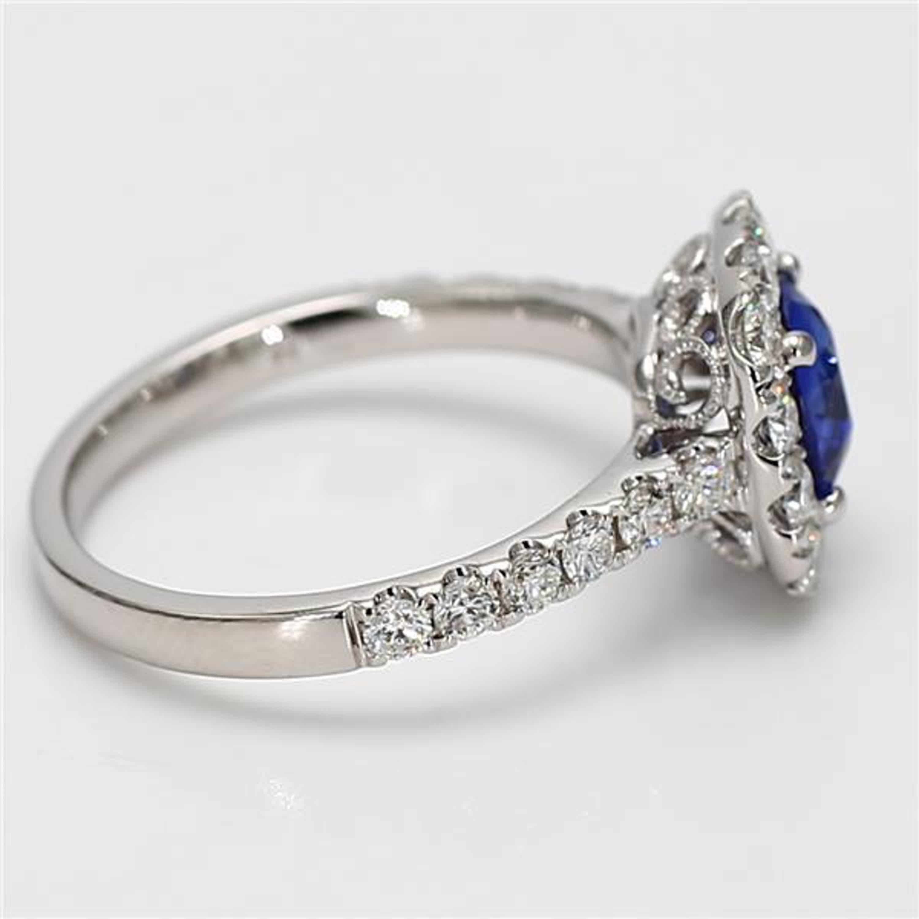 Natural Blue Cushion Sapphire and White Diamond 1.99 Carat TW Gold Cocktail Ring For Sale 1