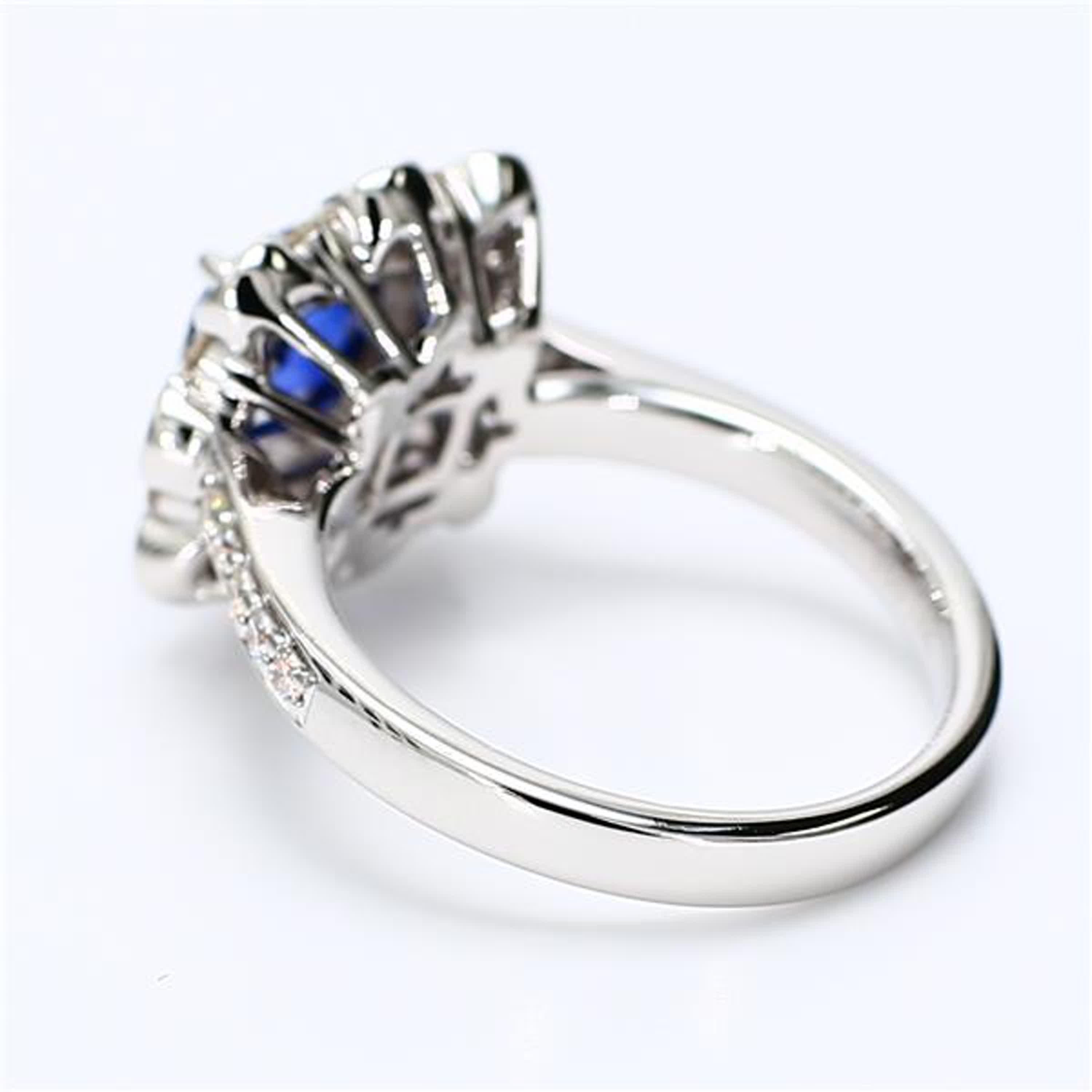 Cushion Cut Natural Blue Cushion Sapphire and White Diamond 2.03 Carat TW Gold Cocktail Ring For Sale