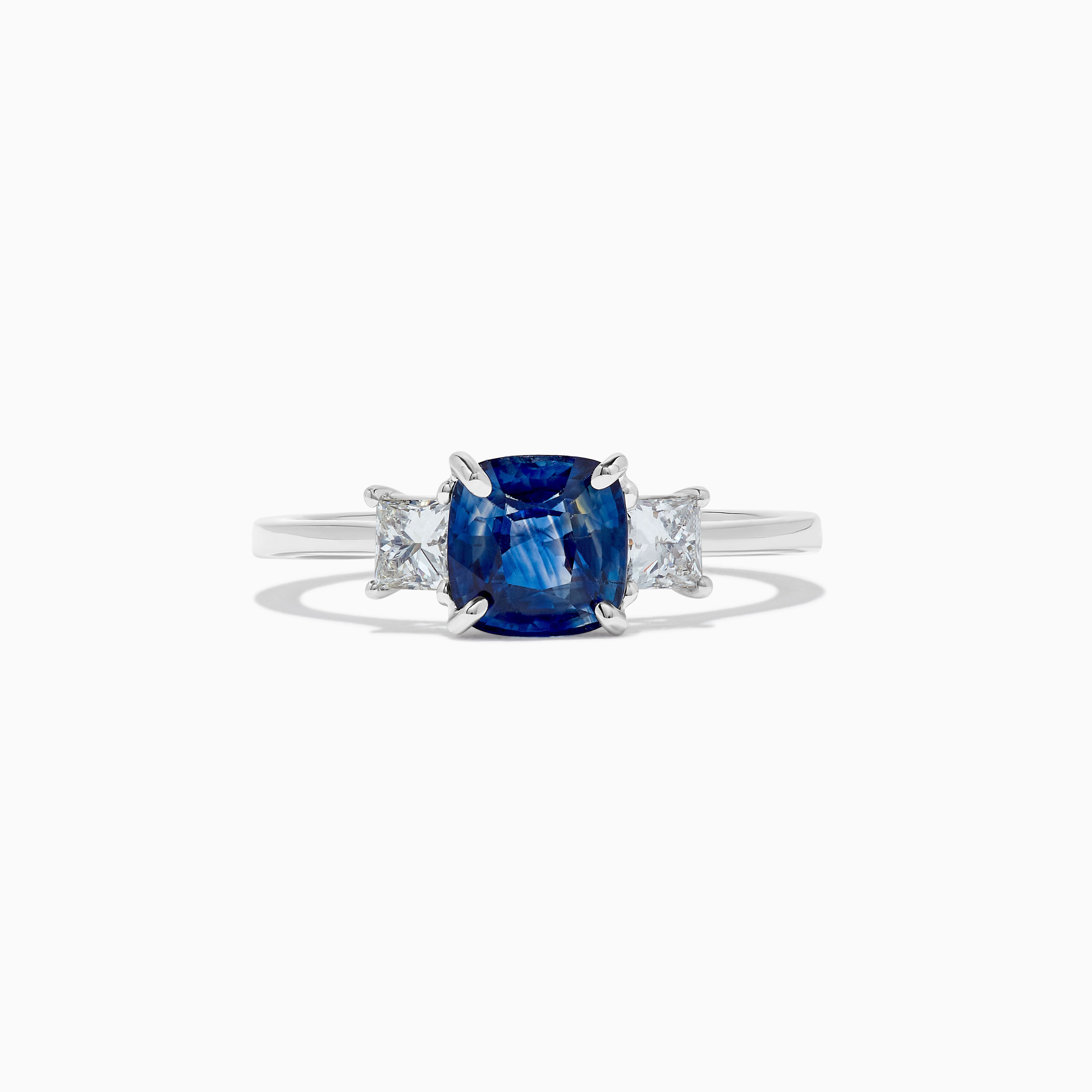 Natural Blue Cushion Sapphire and White Diamond 2.07 Carat TW Gold Cocktail Ring For Sale