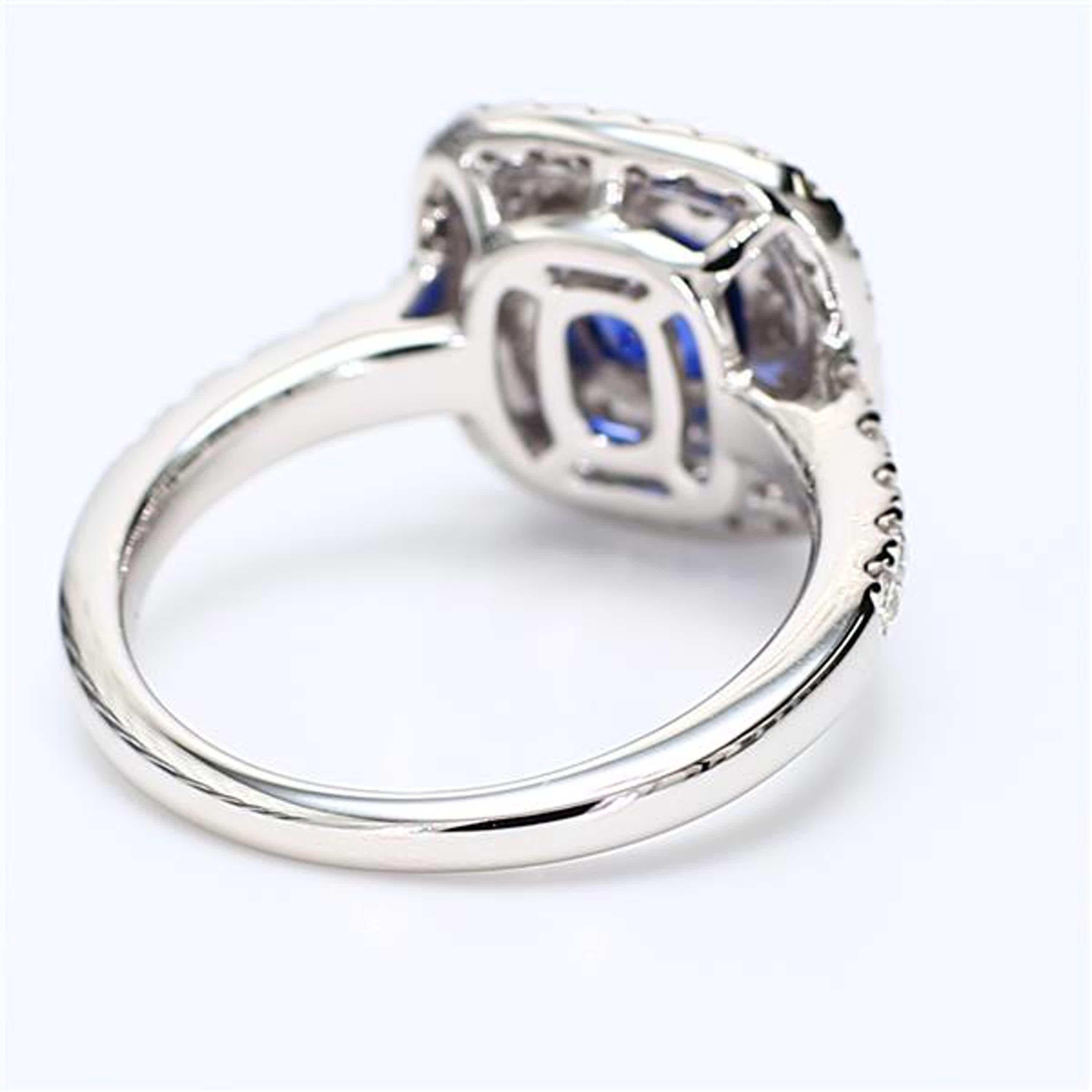 Natural Blue Cushion Sapphire and White Diamond 2.30 Carat TW Gold Cocktail Ring In New Condition For Sale In New York, NY