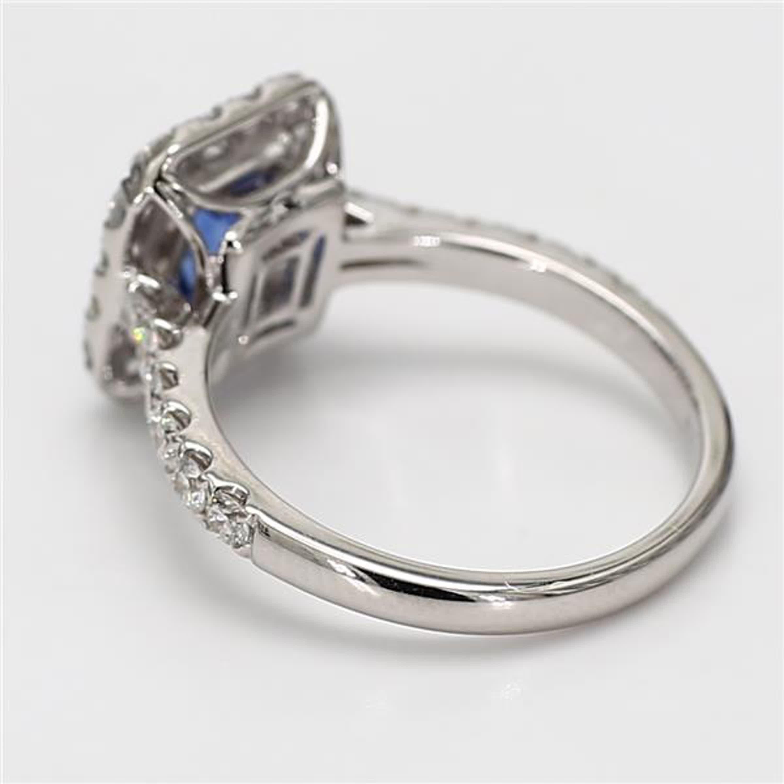 Natural Blue Cushion Sapphire and White Diamond 2.33 Carat TW Gold Cocktail Ring In New Condition For Sale In New York, NY
