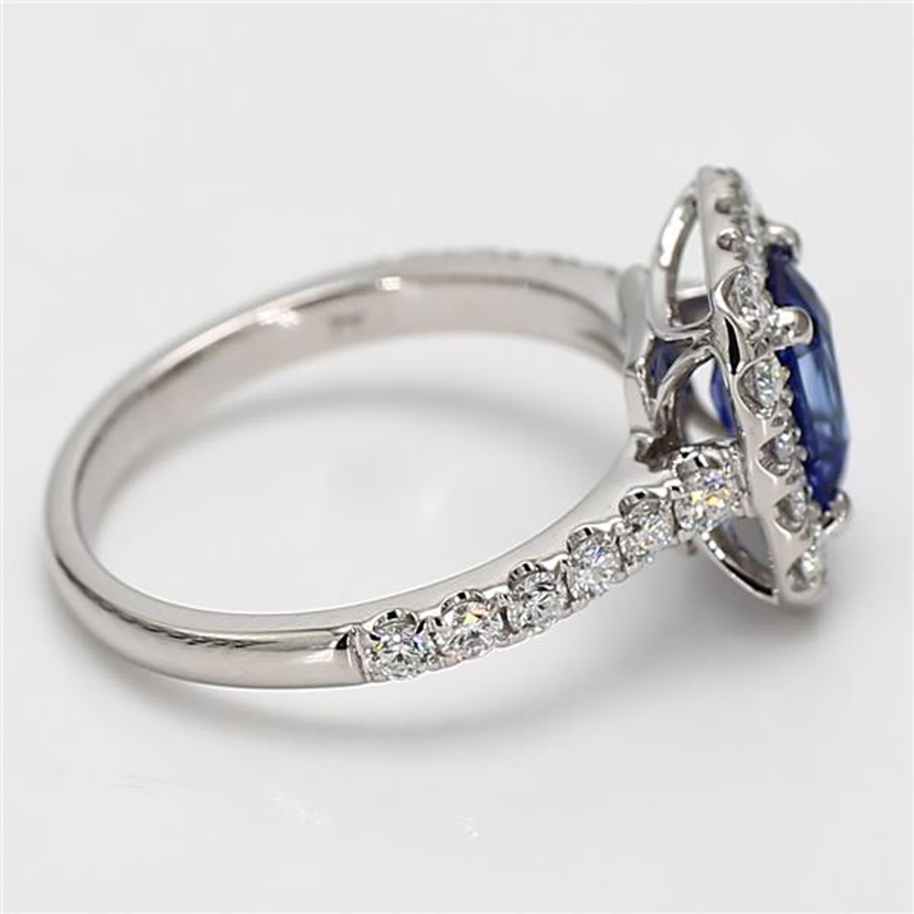 Natural Blue Cushion Sapphire and White Diamond 2.33 Carat TW Gold Cocktail Ring For Sale 1