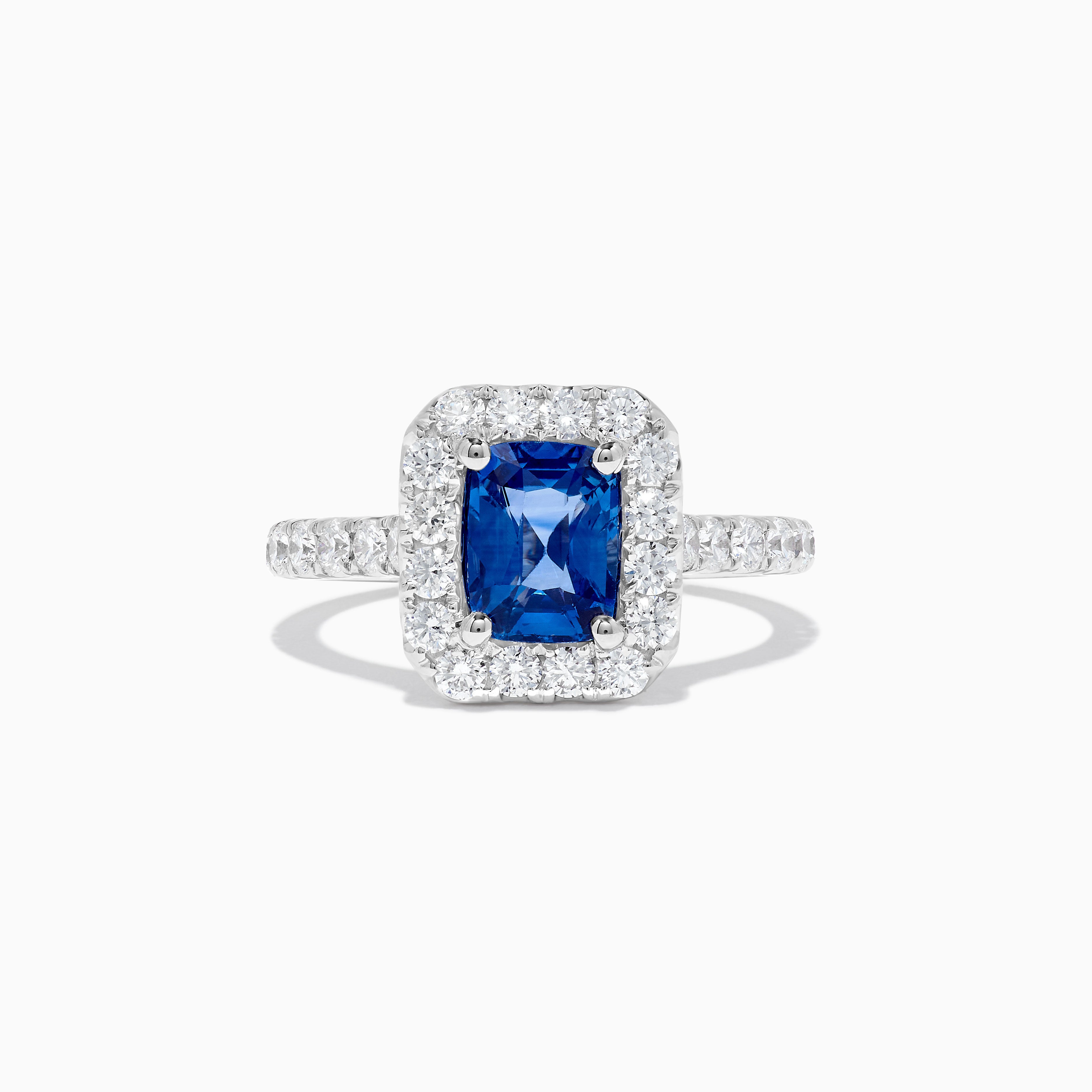 Natural Blue Cushion Sapphire and White Diamond 2.33 Carat TW Gold Cocktail Ring For Sale
