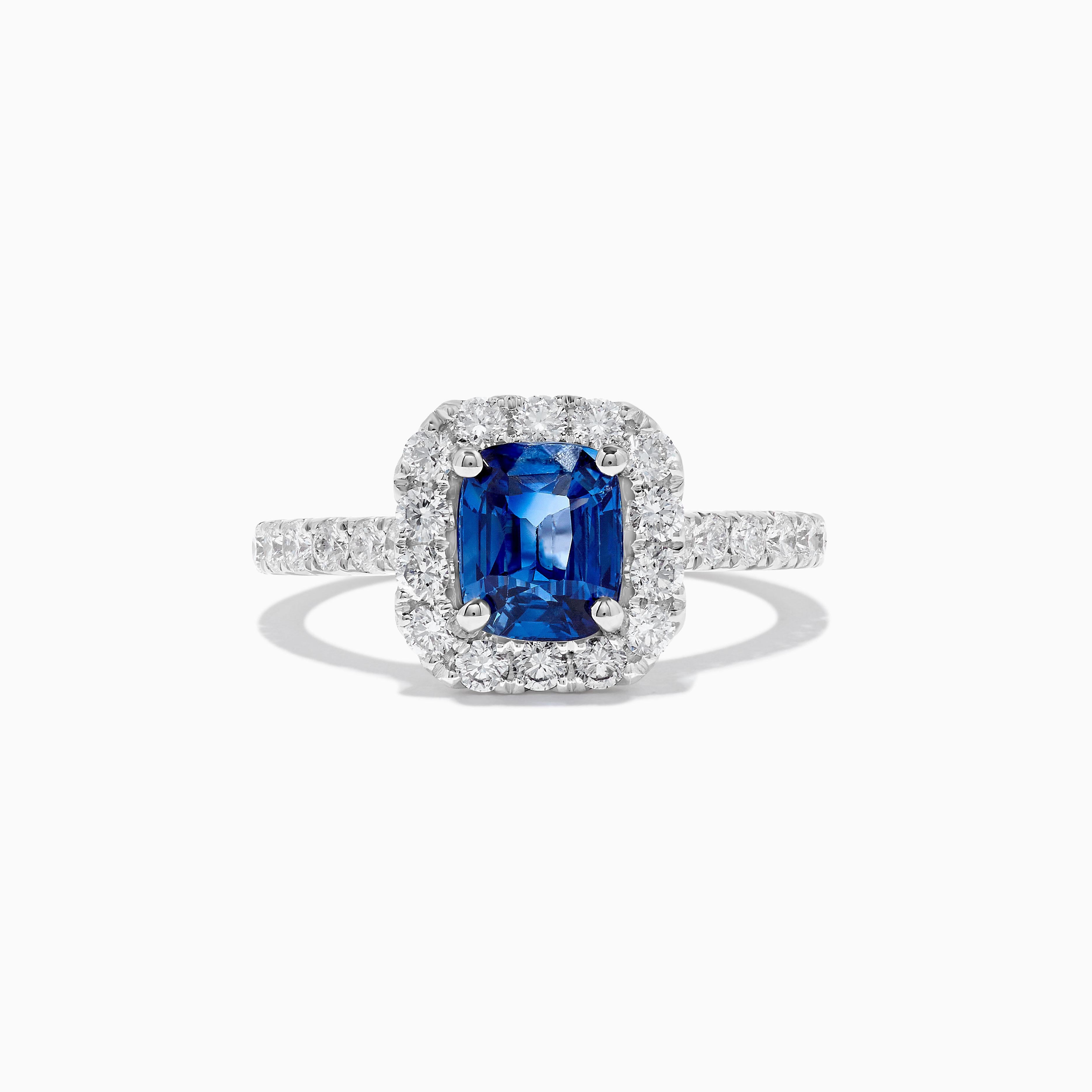 Cushion Cut Natural Blue Cushion Sapphire and White Diamond 2.36 Carat TW Gold Cocktail Ring For Sale