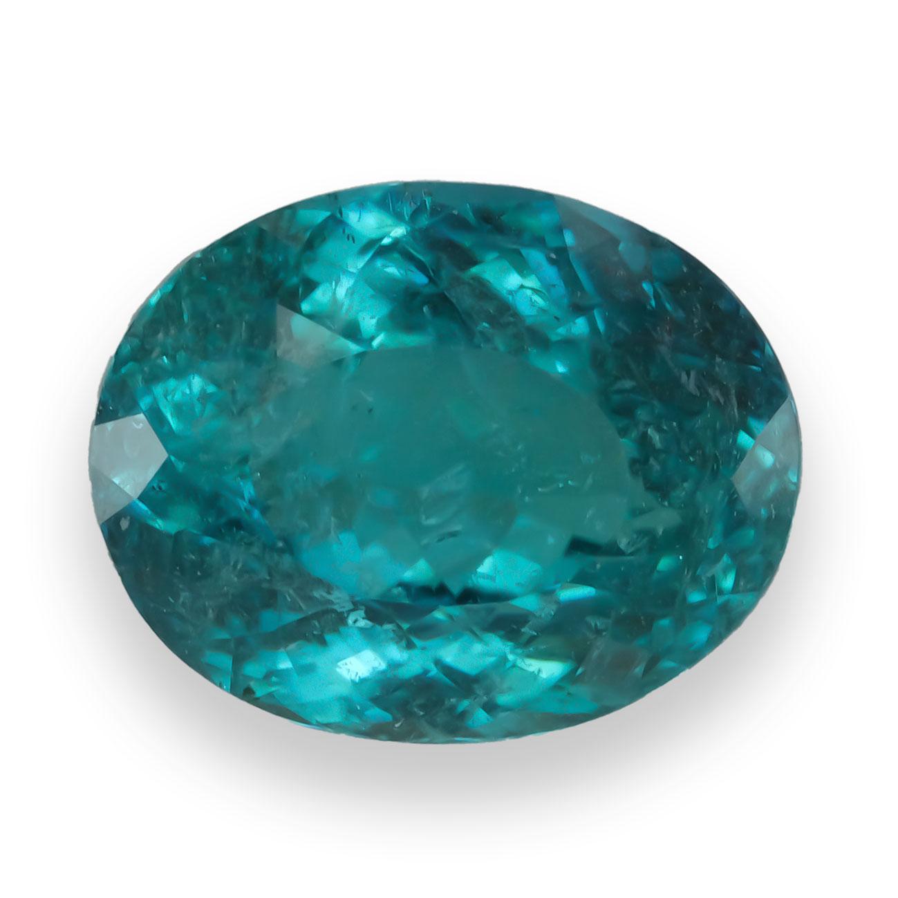 Entdecken Sie den verführerischen Charme dieses natürlichen Paraiba-Turmalins aus Brasilien mit einem Gewicht von 1,89 Karat. Dieser seltene Edelstein besticht durch seinen einzigartigen graublaugrünen Farbton, der ihn zu einem Blickfang in jeder