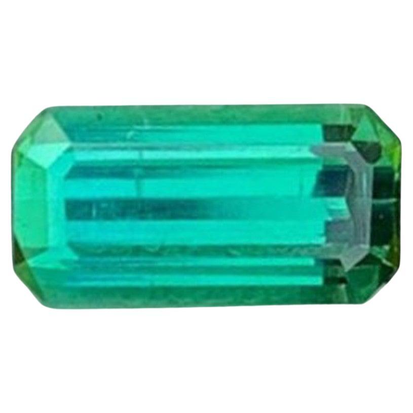 Natural Blue Green Tourmaline Gemstone: 1.16 CT Emerald Cut, October Birthstone For Sale