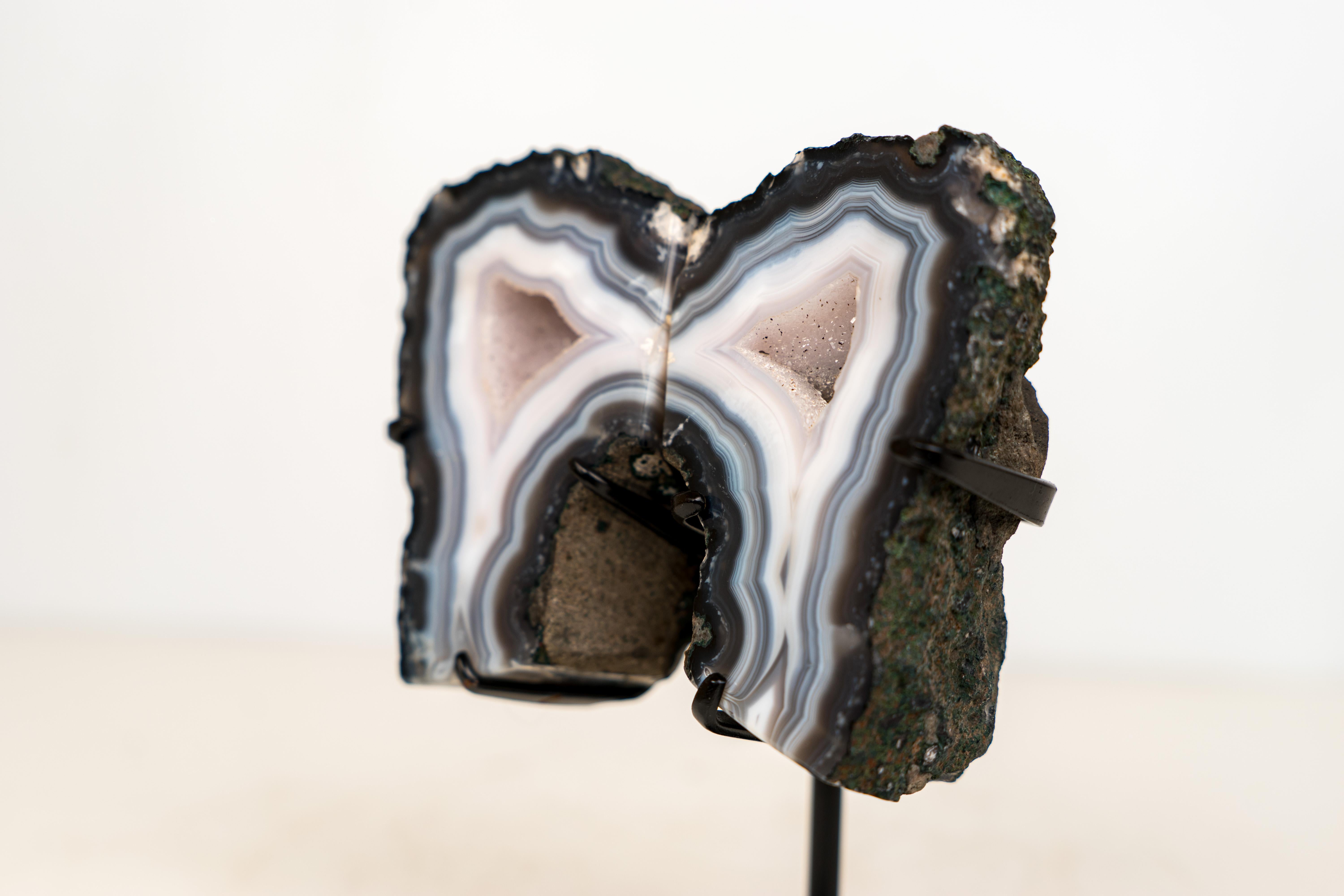 Natural Blue Lace Agate Geode Wings with White Galaxy Druzy In condizioni Nuovo in vendita a Ametista Do Sul, BR