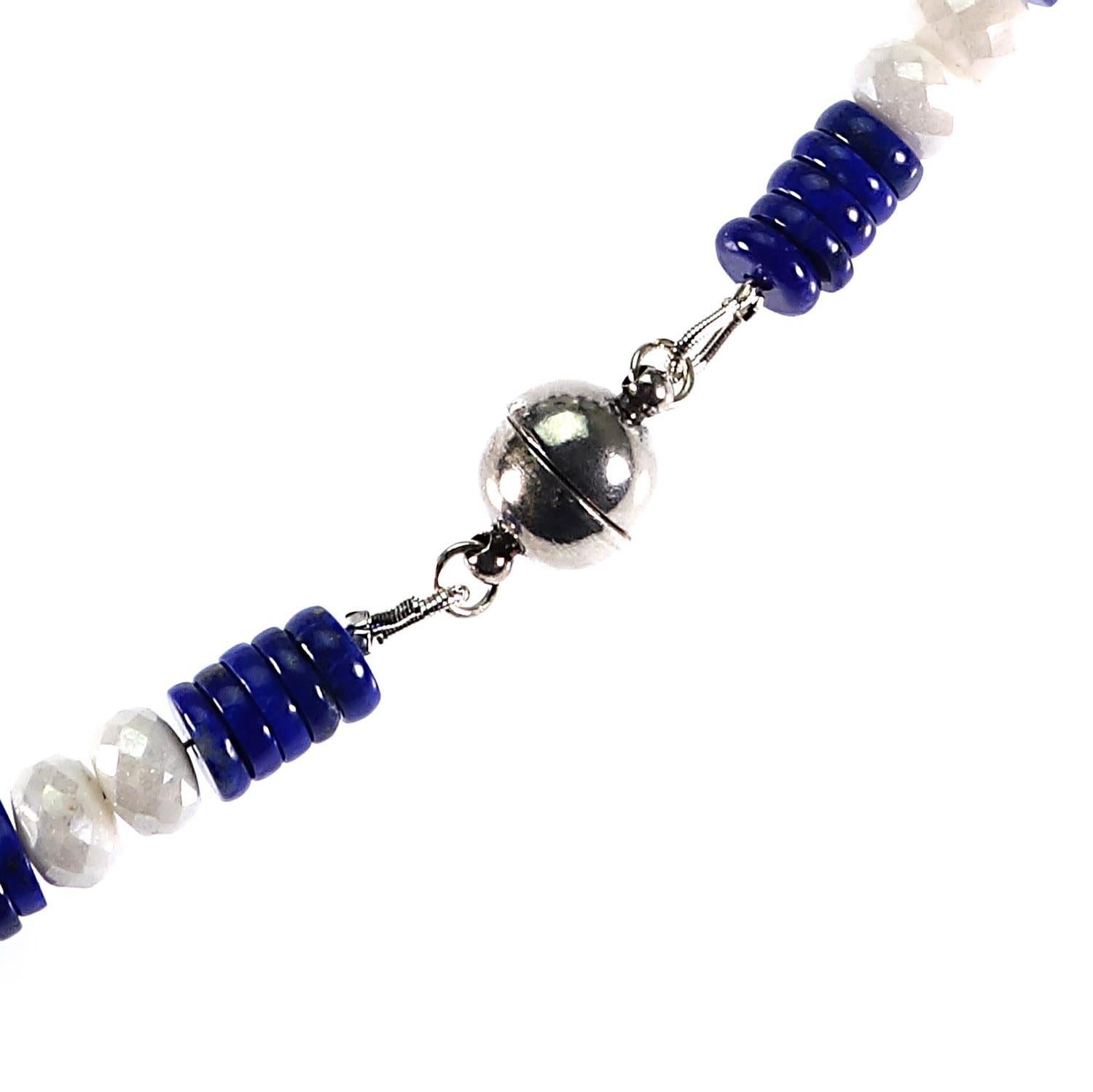 Natural Blue Lapis Lazuli and White Quartz Choker Necklace 6