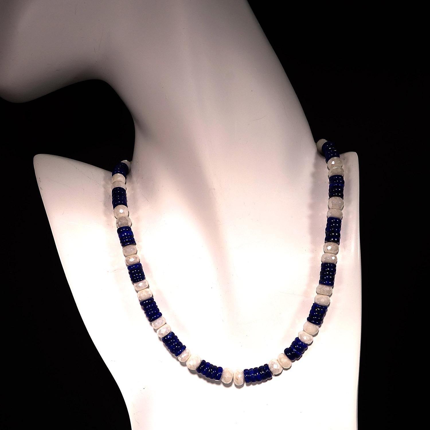 Natural Blue Lapis Lazuli and White Quartz Choker Necklace 4