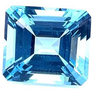 19.12cts 100% Natural Blue Aquamarine Gemstone Emerald Cut Aquamarine Rings en vente