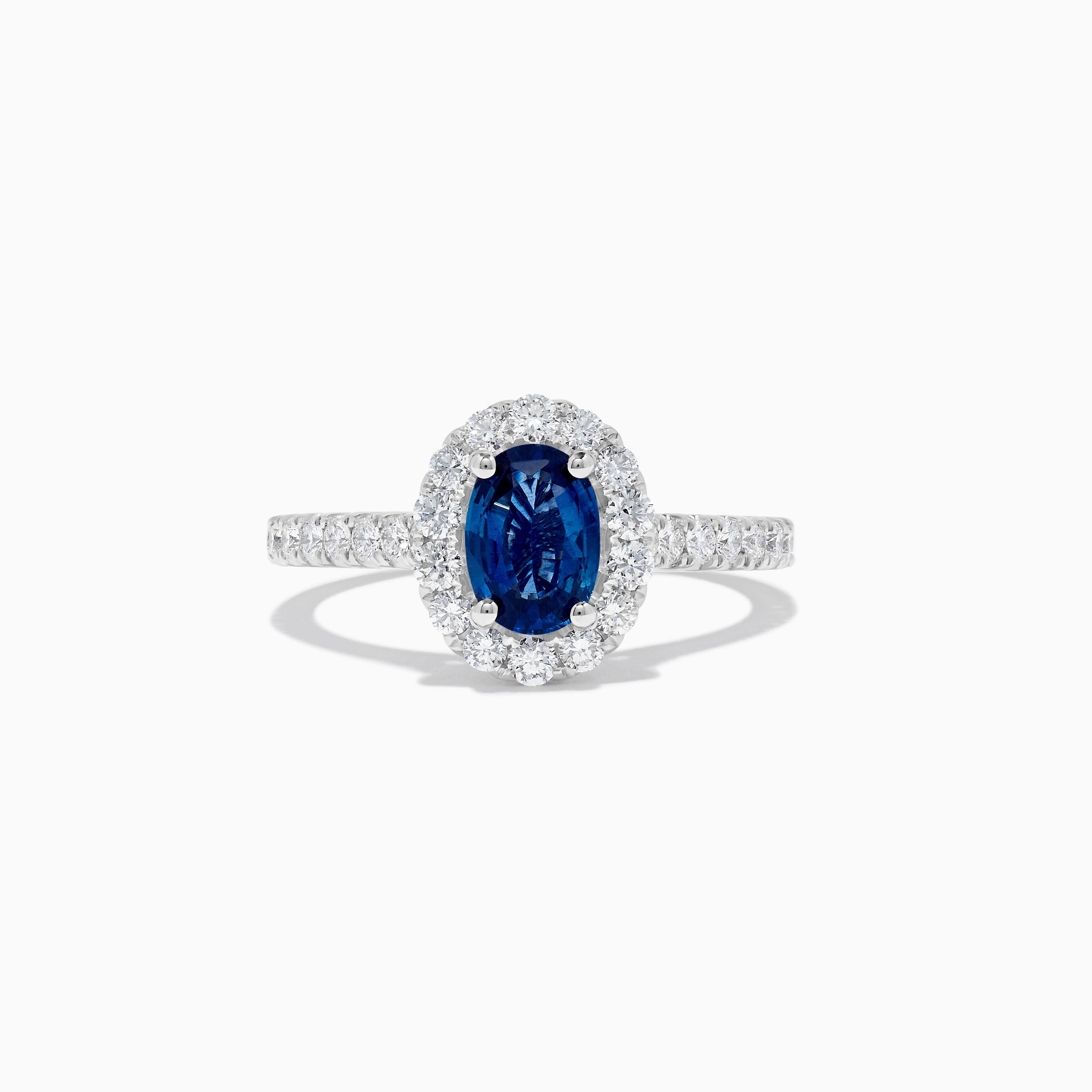 Oval Cut Natural Blue Oval Sapphire and White Diamond 1.47 Carat TW Gold Cocktail Ring For Sale