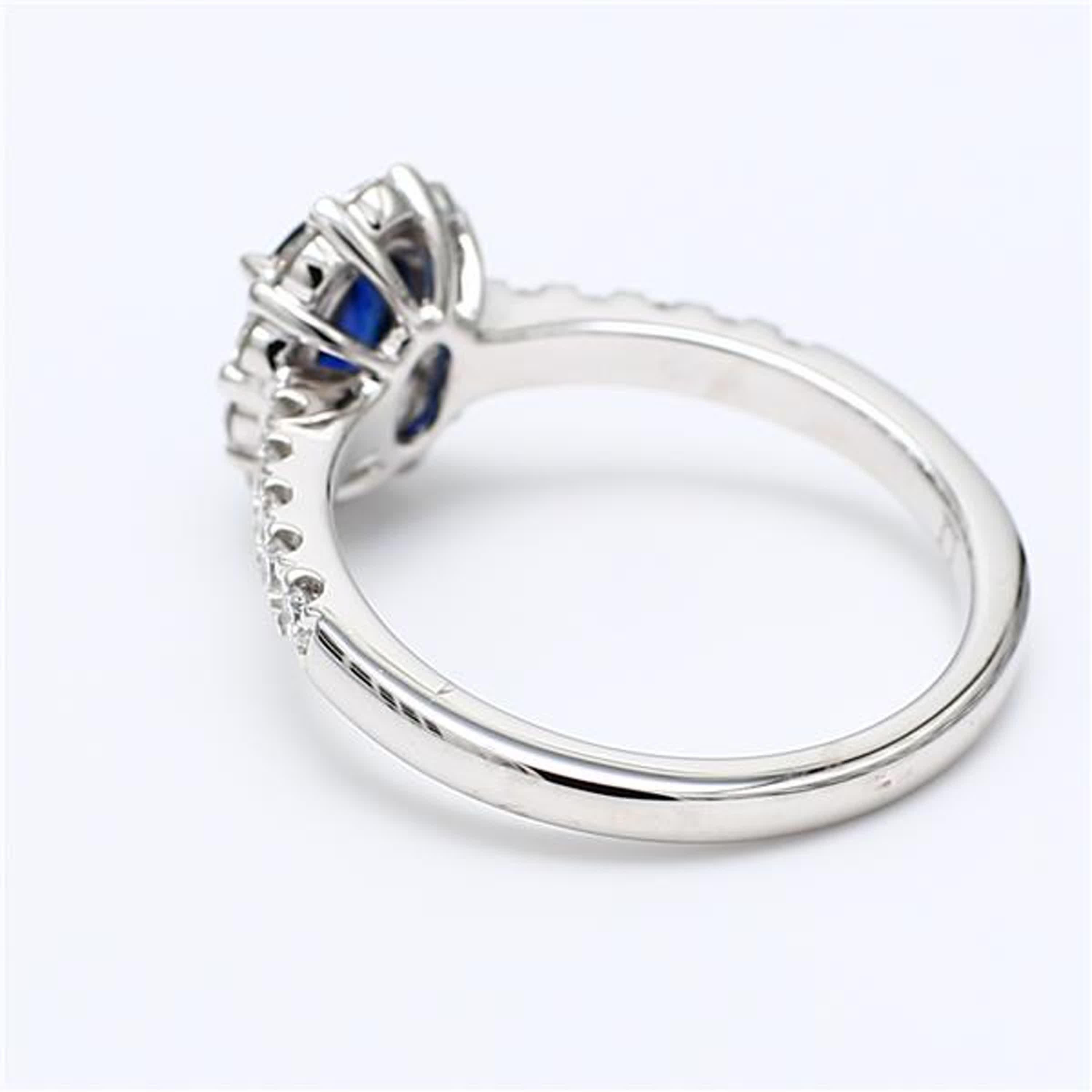 Oval Cut Natural Blue Oval Sapphire and White Diamond 1.59 Carat TW Gold Cocktail Ring For Sale
