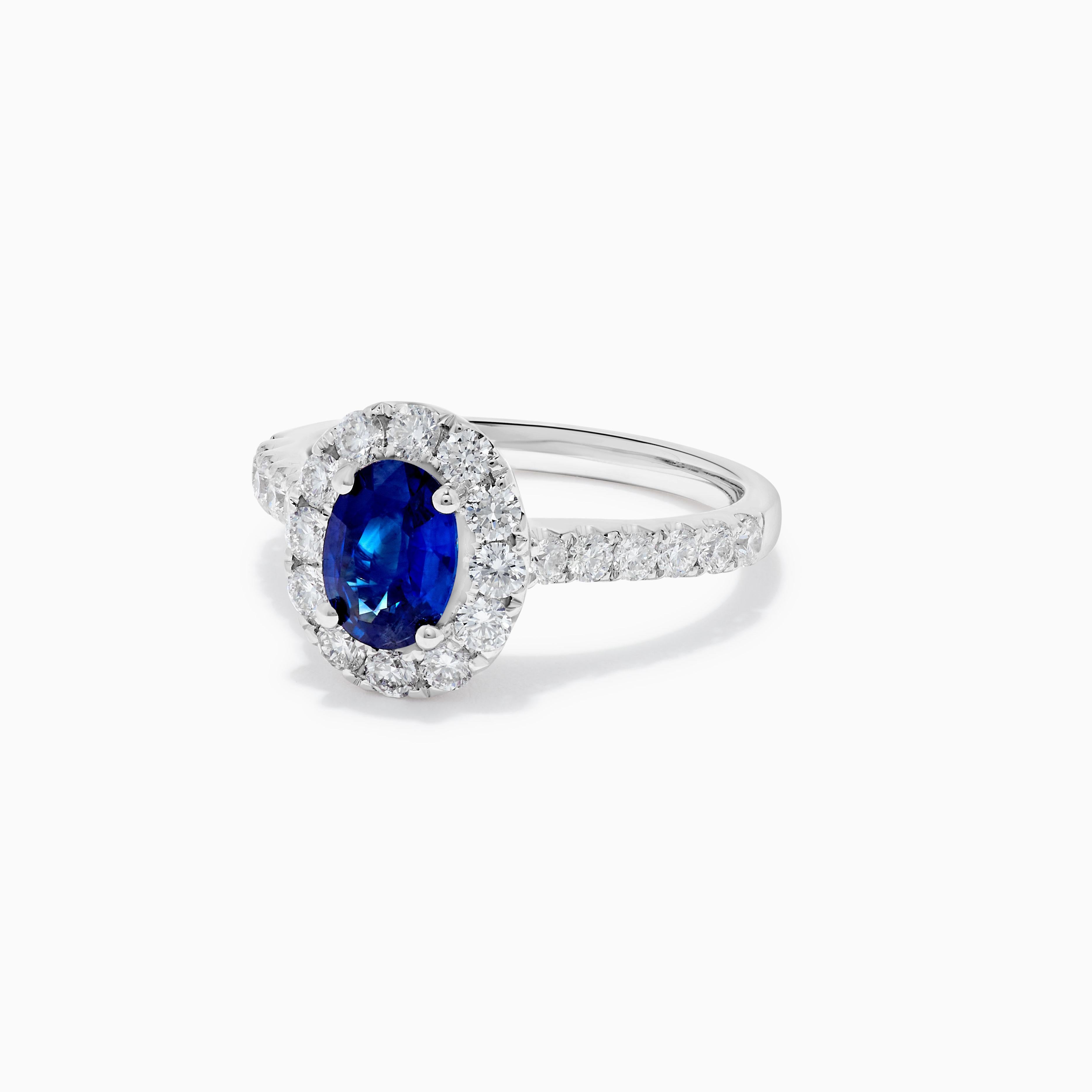 Oval Cut Natural Blue Oval Sapphire and White Diamond 1.88 Carat TW Gold Cocktail Ring For Sale