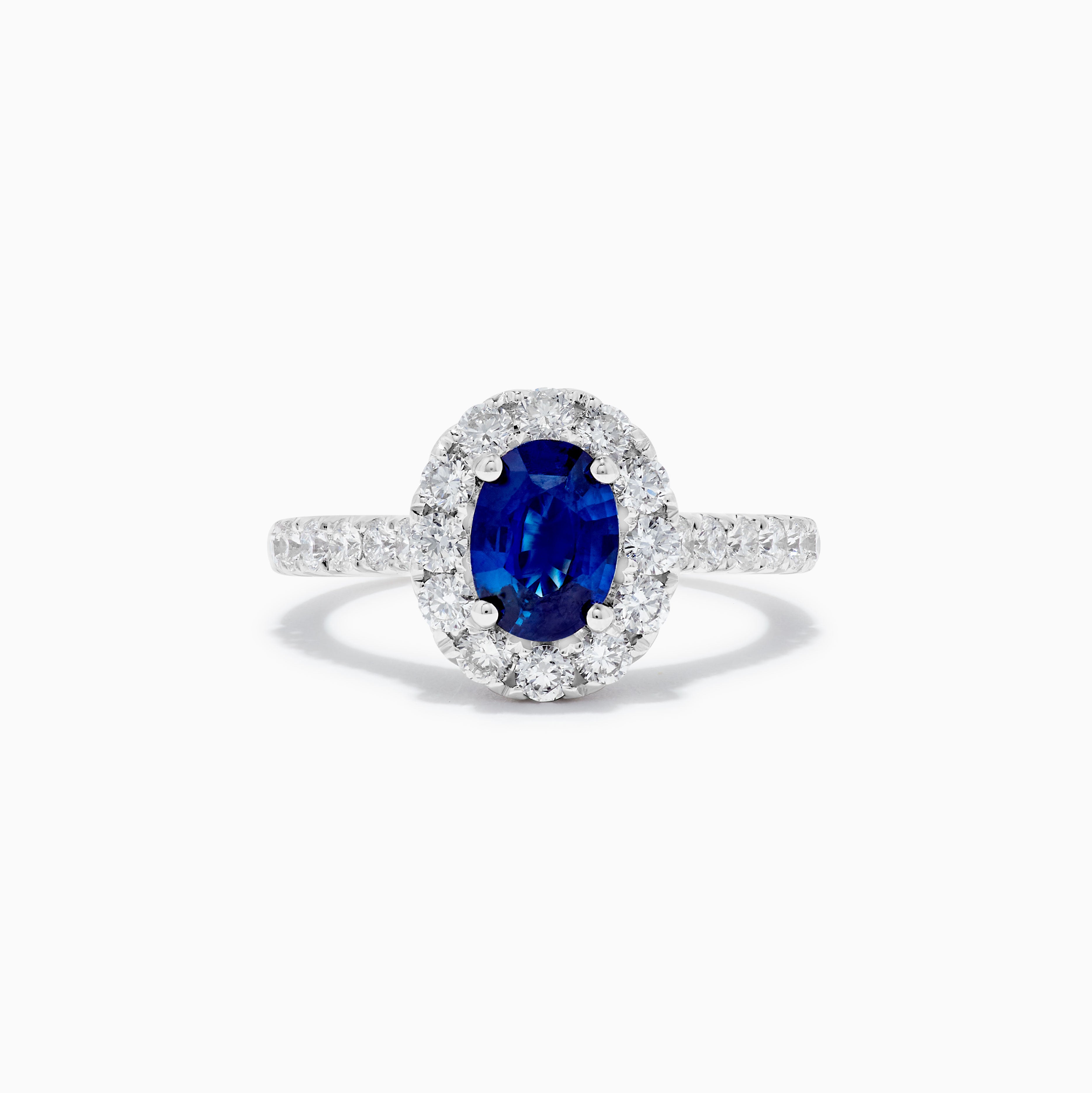 Natürlicher blauer ovaler Saphir und weißer Diamant 1.88 Karat TW Gold Cocktail-Ring