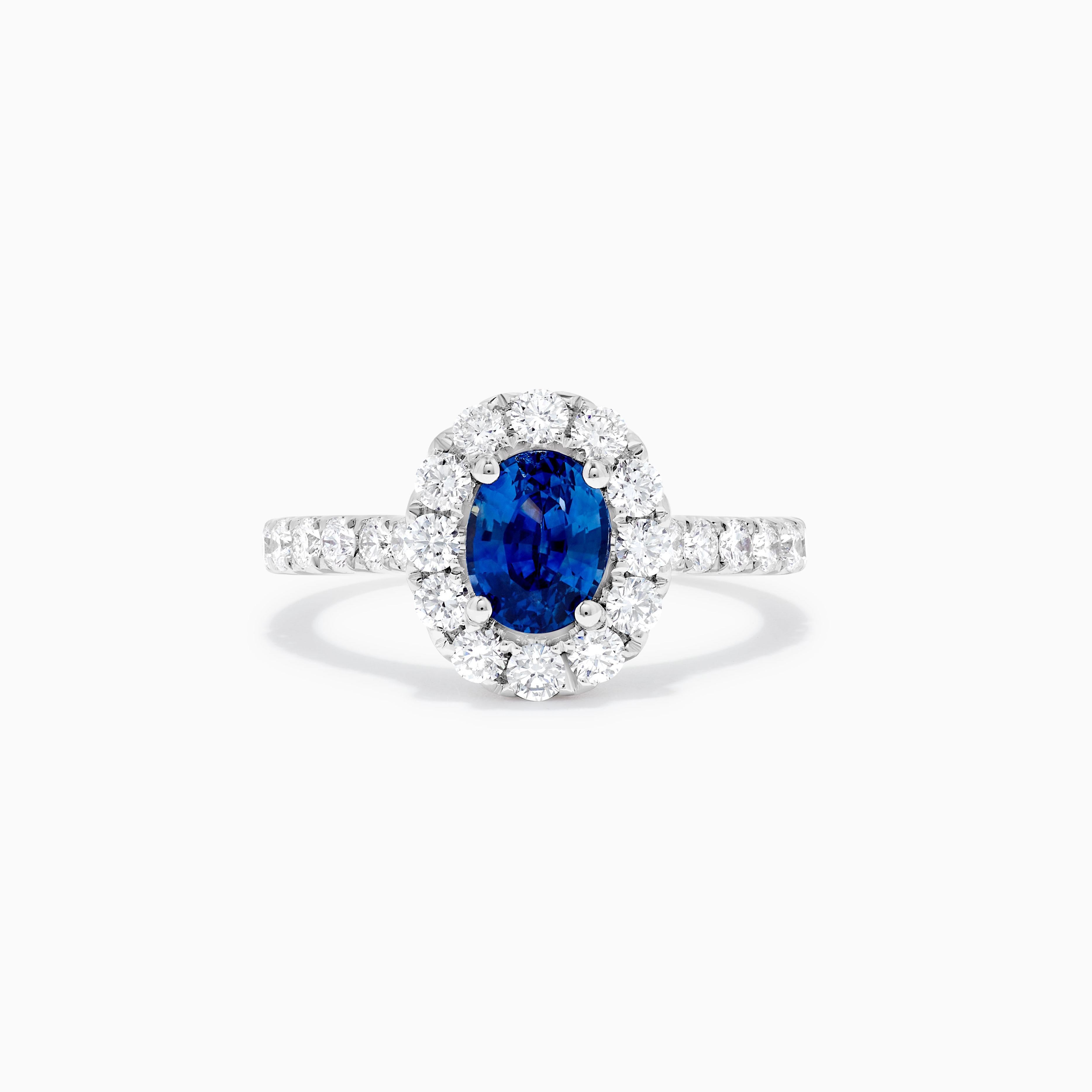 Natürlicher blauer ovaler Saphir und weißer Diamant 2.02 Karat TW Gold Cocktail-Ring (Zeitgenössisch) im Angebot