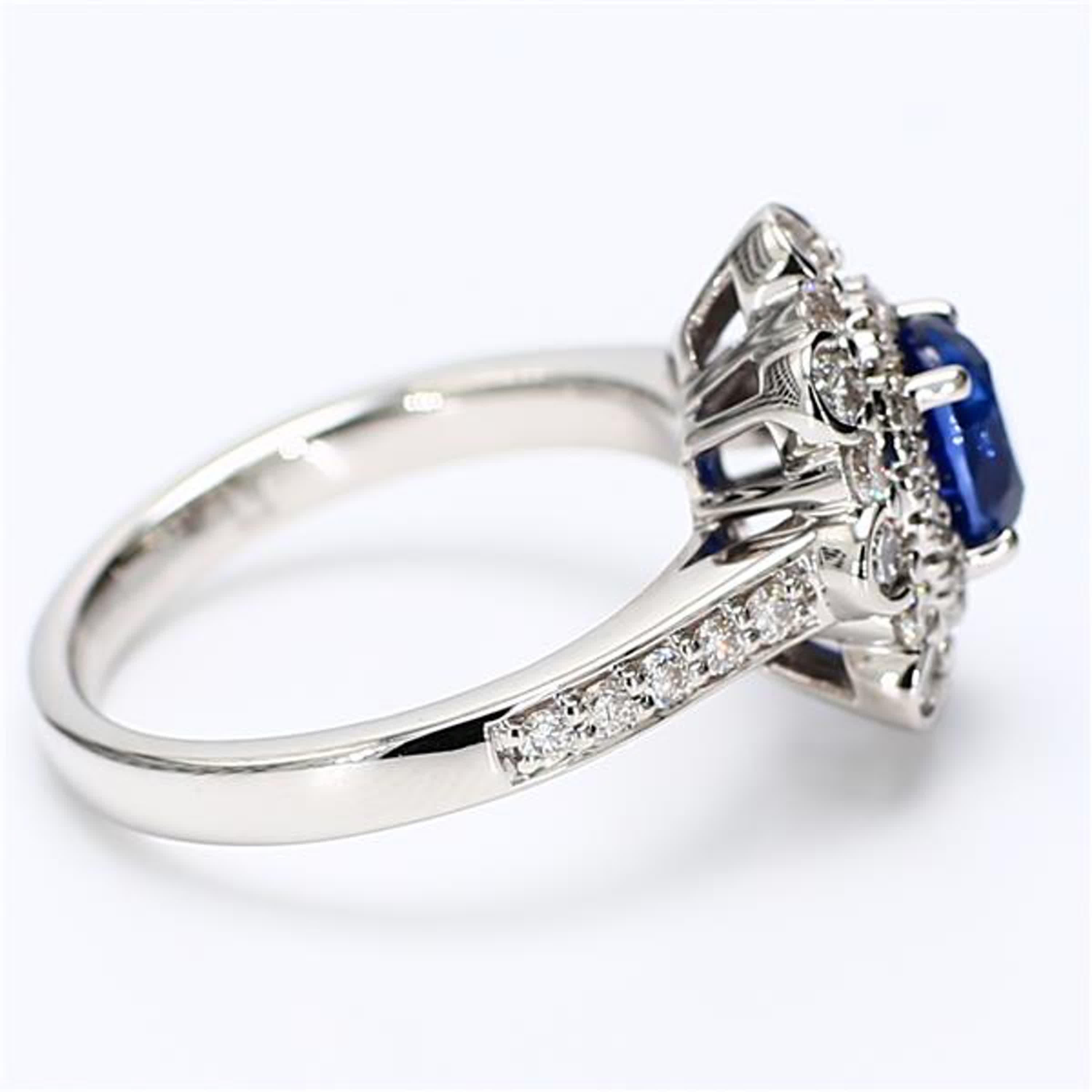 Women's Natural Blue Oval Sapphire and White Diamond 2.05 Carat TW Gold Cocktail Ring For Sale