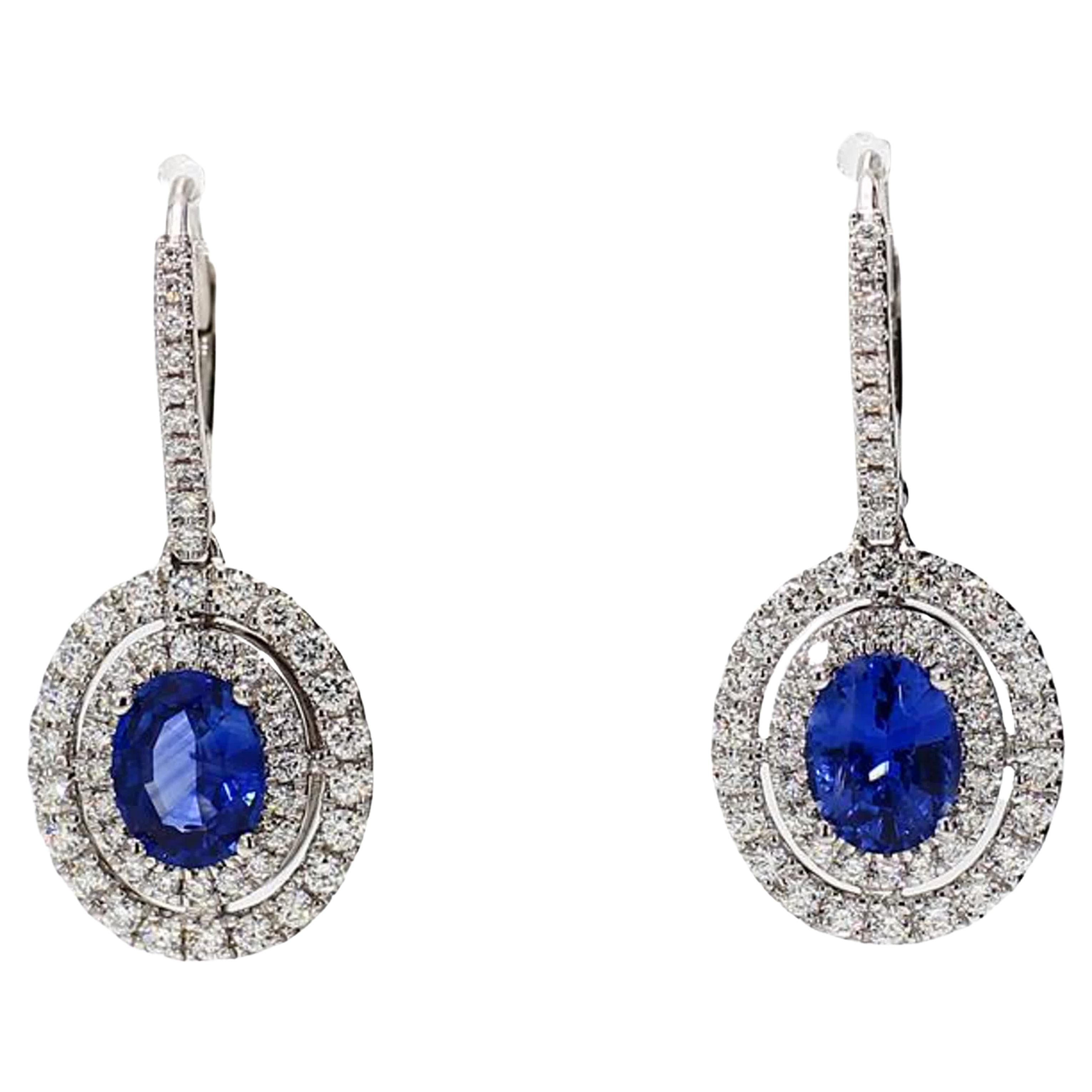 26 Carat Royal Blue Sapphire and Diamond White Gold Earrings For Sale ...
