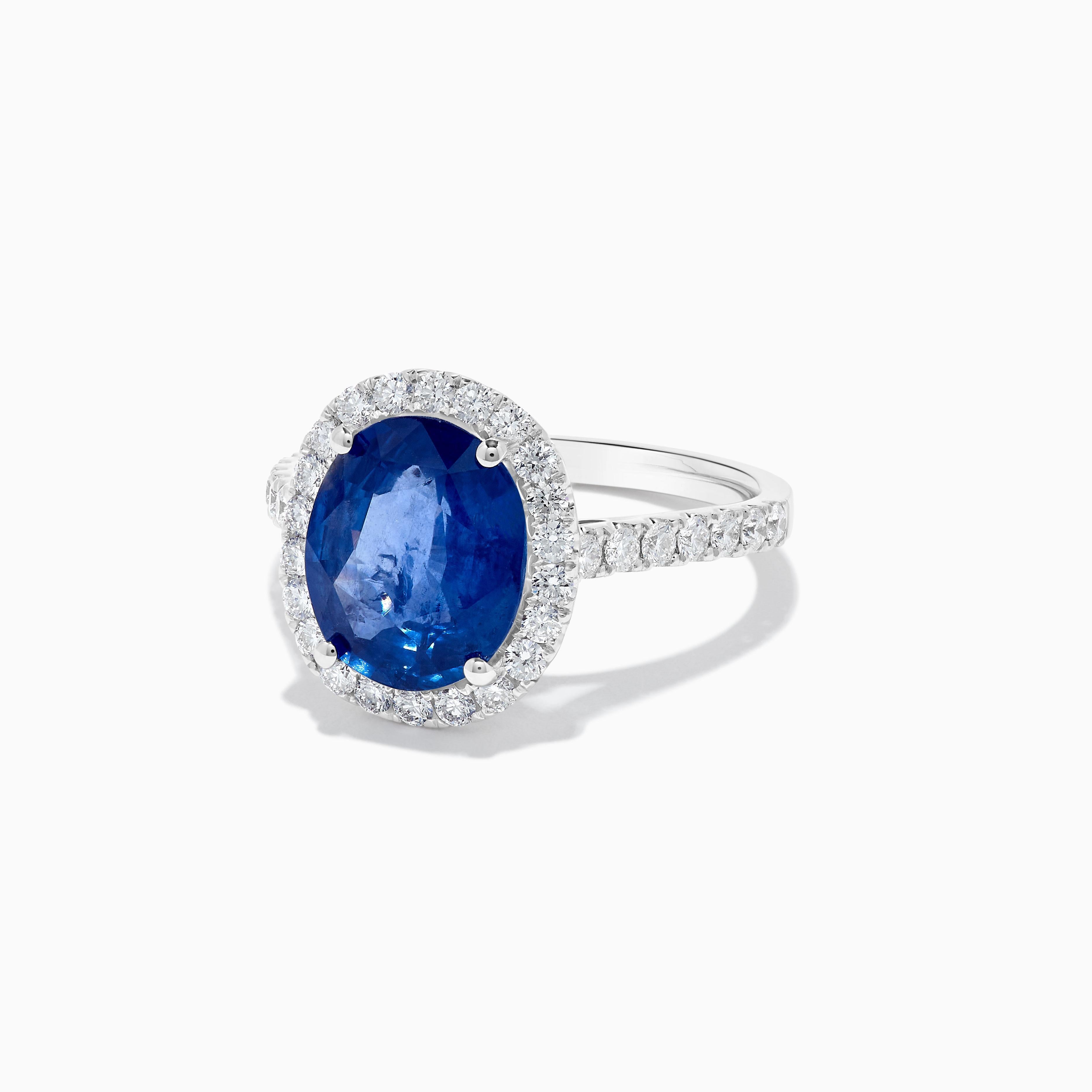 Natürlicher blauer ovaler Saphir und weißer Diamant 4.78 Karat TW Gold Cocktail-Ring (Ovalschliff) im Angebot