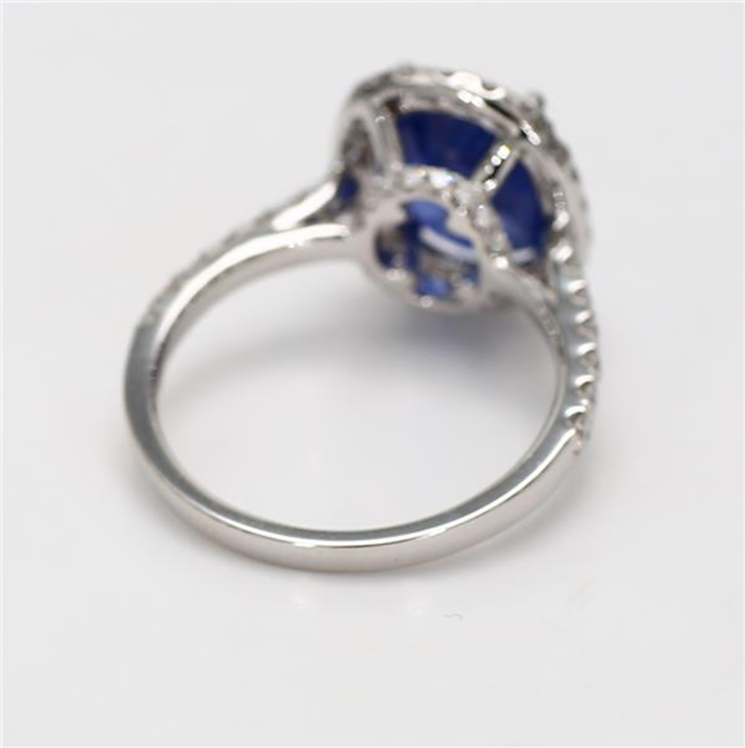 Women's Natural Blue Oval Sapphire and White Diamond 4.78 Carat TW Gold Cocktail Ring