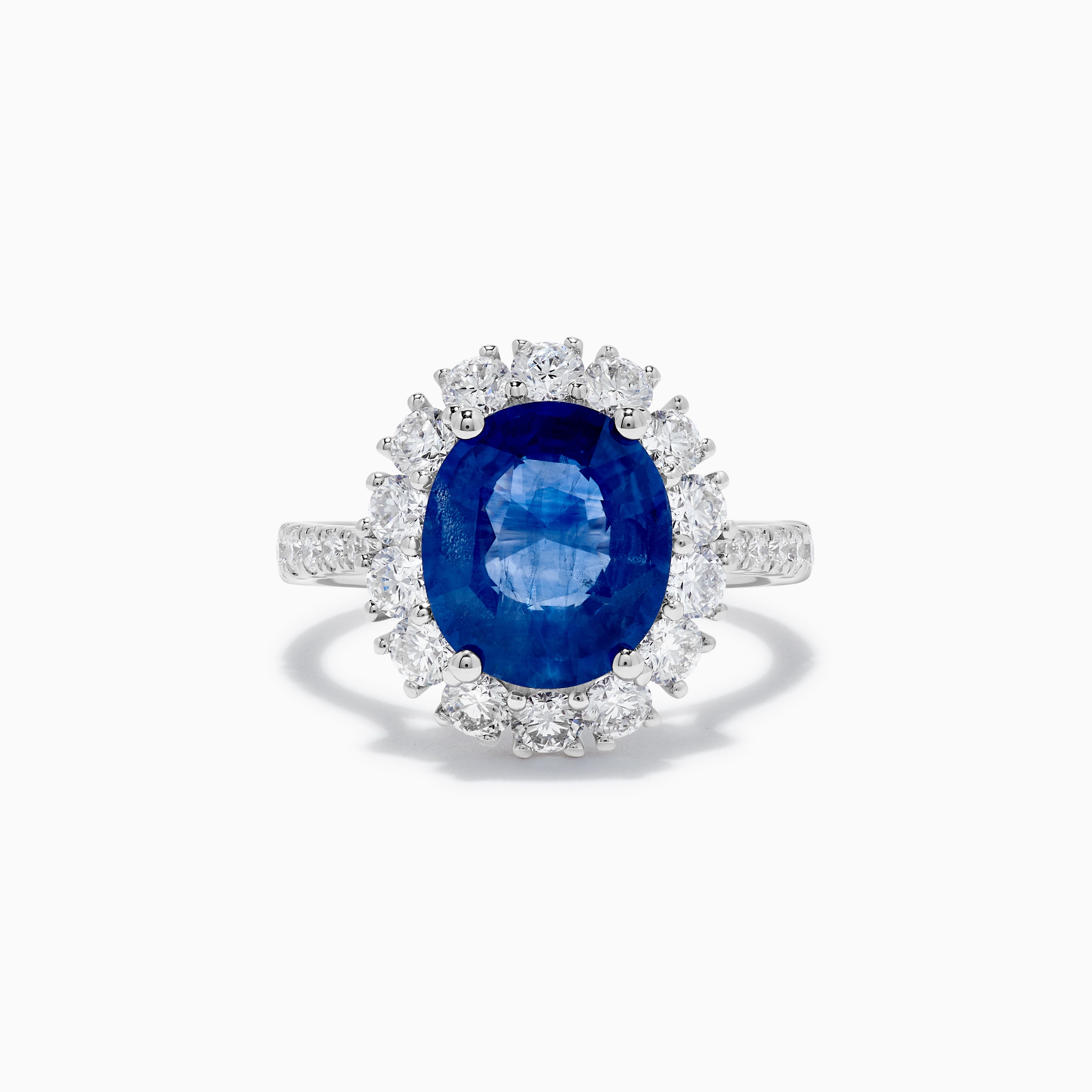 Natürlicher blauer ovaler Saphir und weißer Diamant 5.51 Karat TW Gold Cocktail-Ring